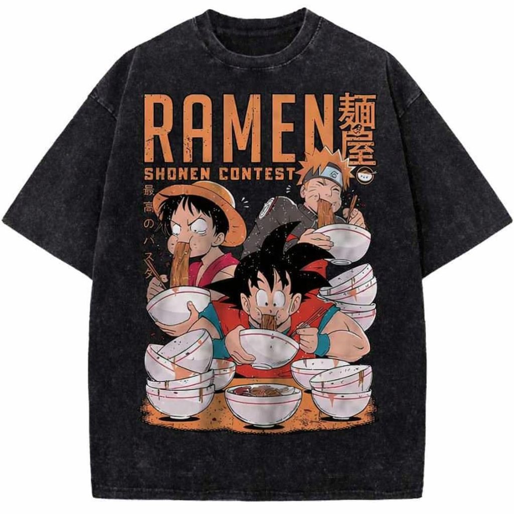 Anime Ramen Shonen Contest Vintage Oversized Washed T-Shirt