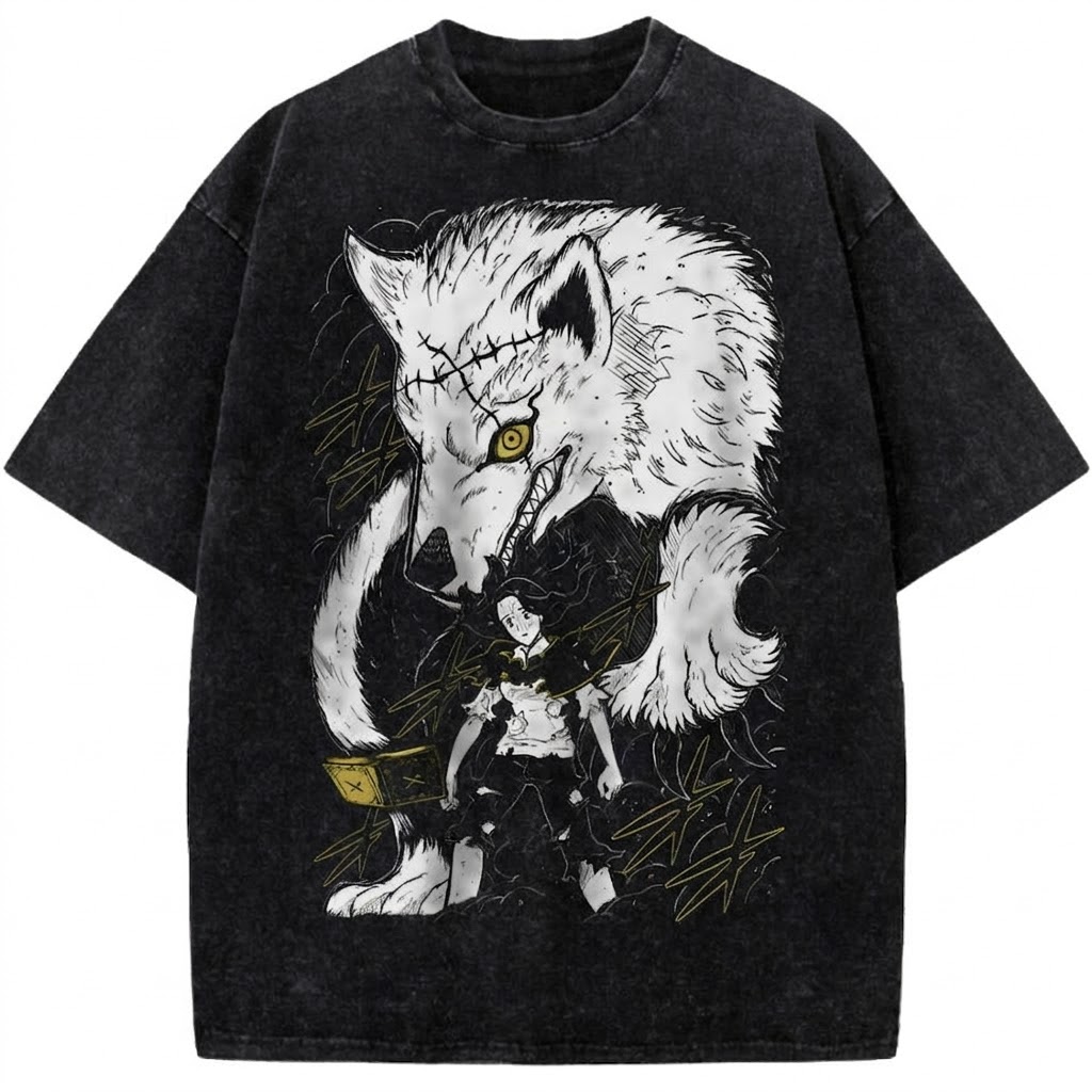 Asta & Liebe Black Clover Vintage Washed Anime Tee Anti-Magic Demon Wolf Graphic Streetwear T-Shirt
