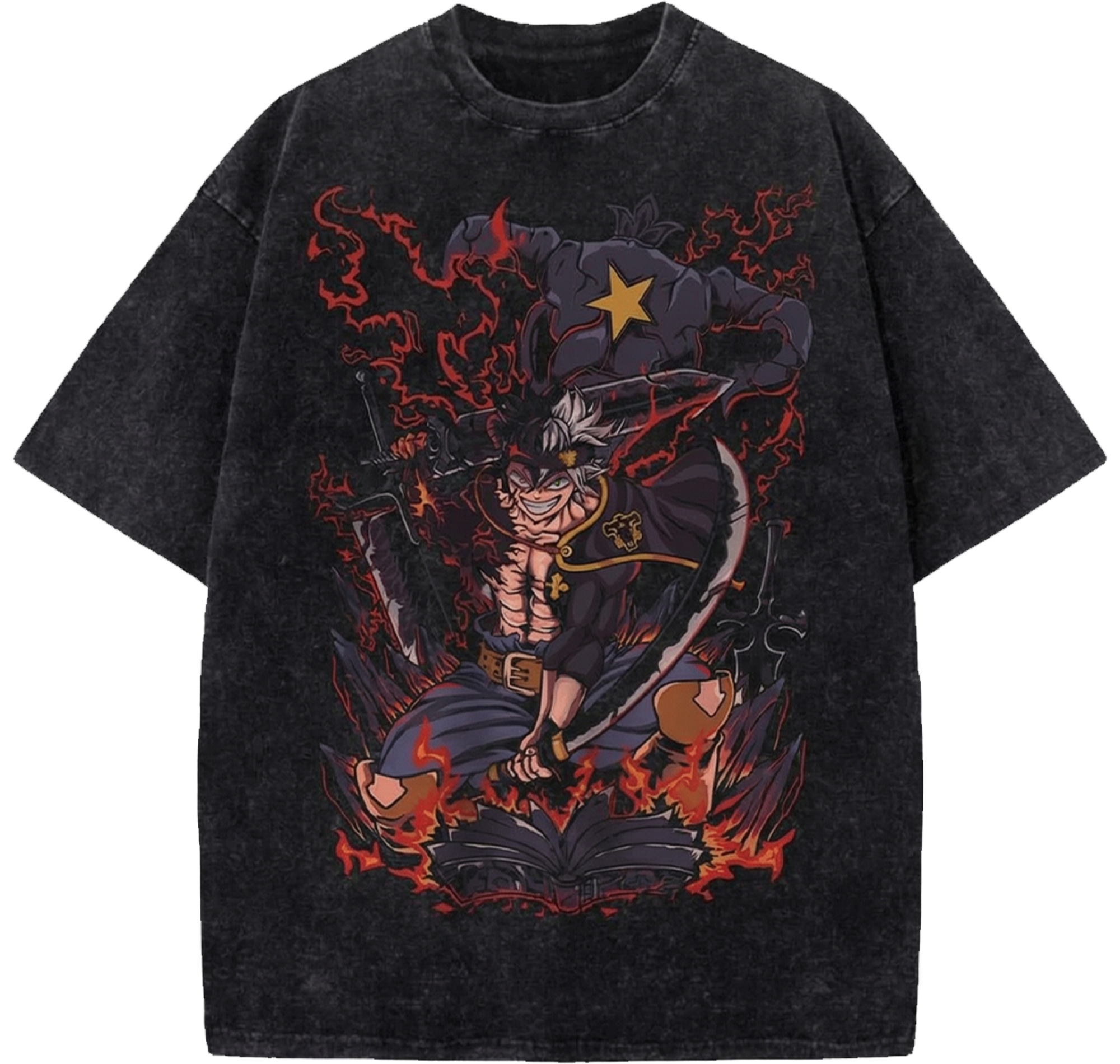 Asta Black Clover Heavyweight Oversized Washed Tee - Vintage Anime Japanese Streetwear T-Shirt