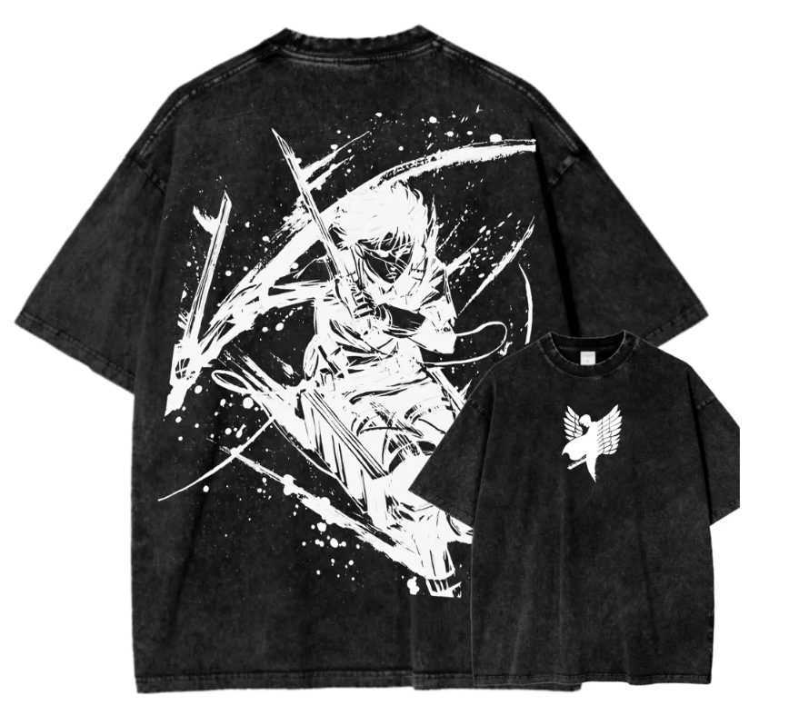 Attack On Titan Trio Heroes Washed Vintage Scout Regiment Graphic Tee