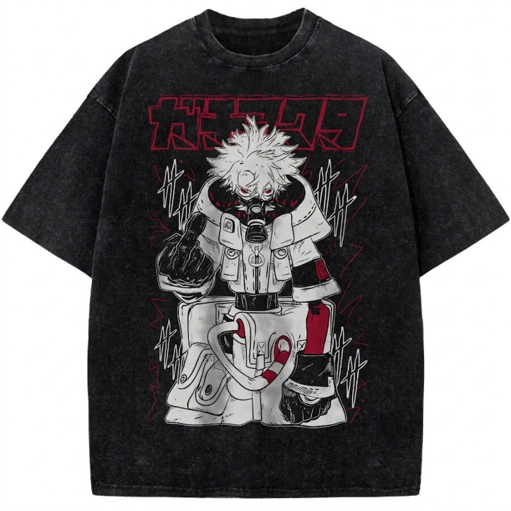 Bakugo Katsuki Vintage Washed Anime Tee My Hero Academia Explosion Hero Graphic Streetwear T-Shirt