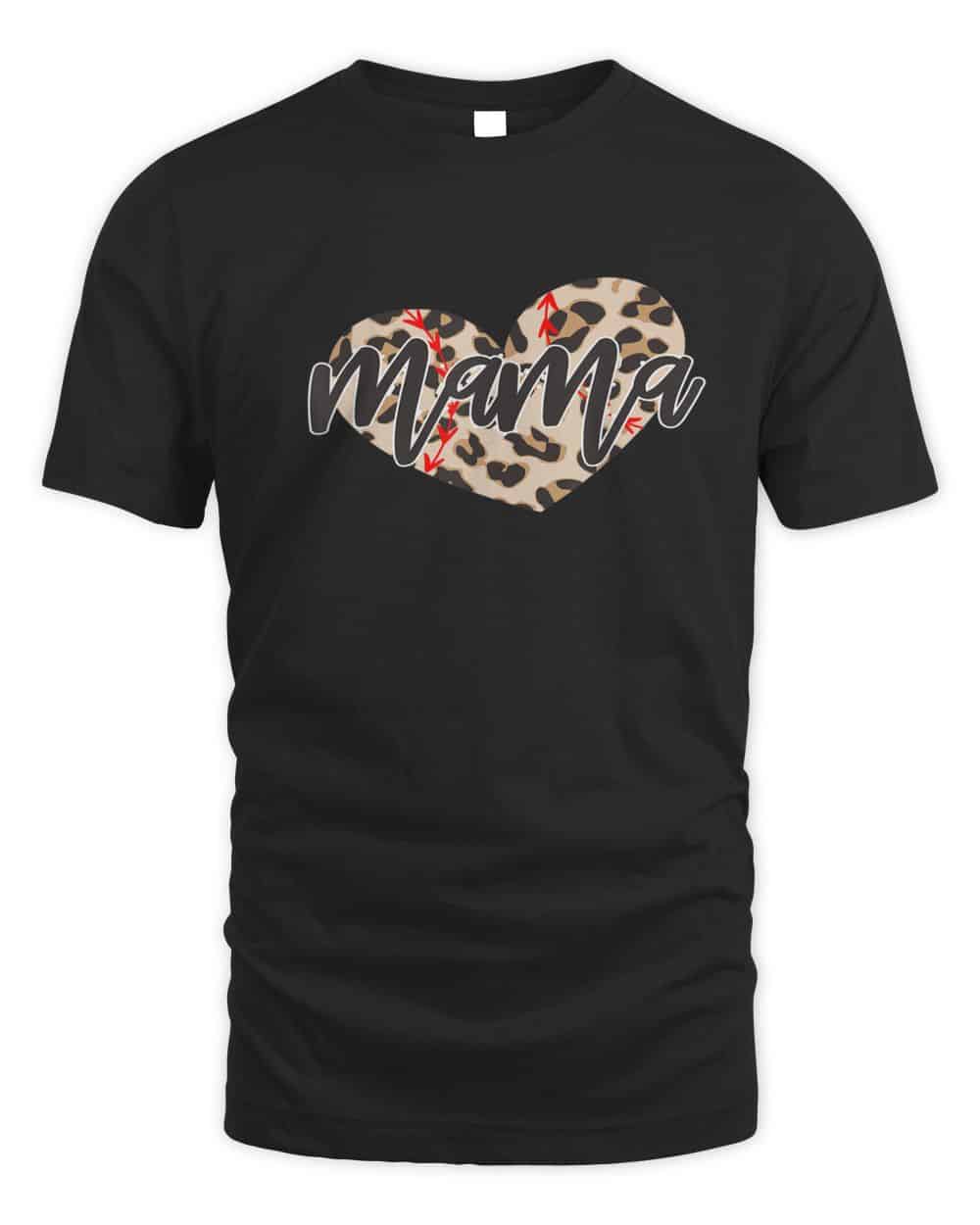 Baseball Mama Leopard Softball Mom Mother's Day T-Shirt