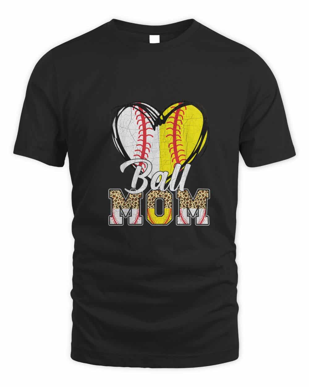 Baseball Softball Shirt Vintage Ball Mom Leopard Women Gift T-Shirt