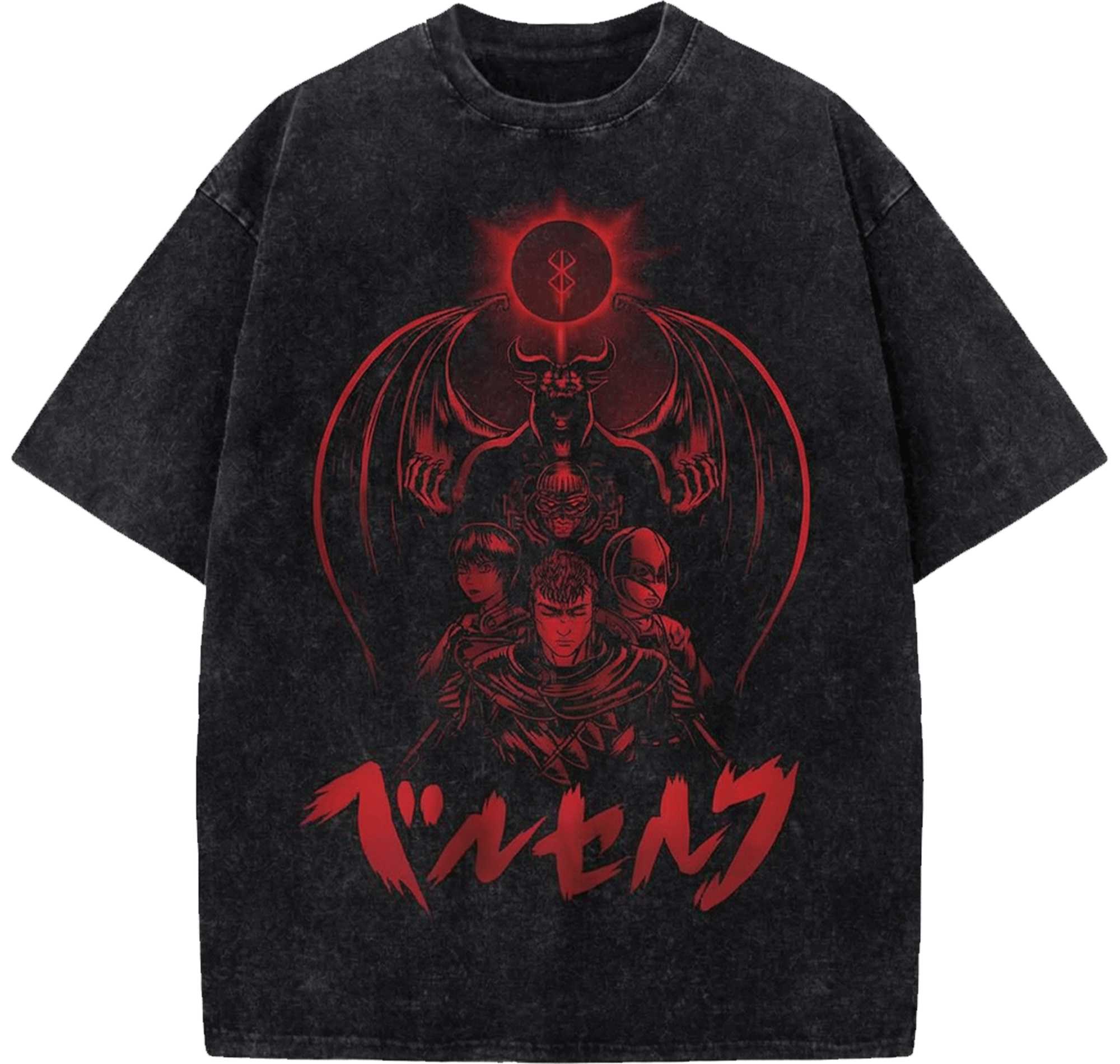 Berserk Guts Black Swordsman Heavyweight Oversized Washed Tee - Vintage Anime Japanese Streetwear T-Shirt