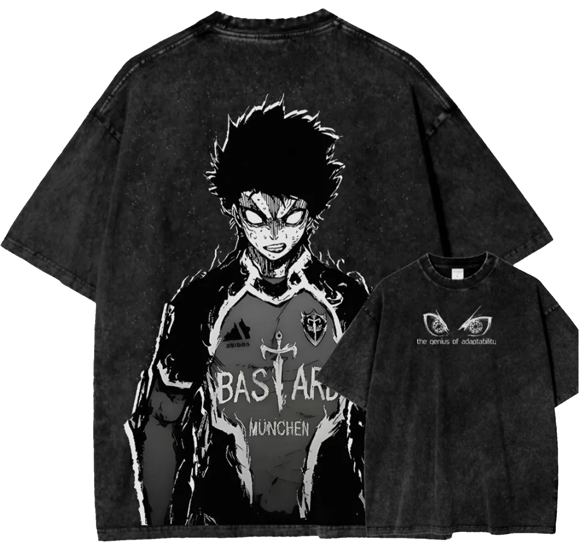 Blue Lock Yoichi Isagi Anime Vintage Washed Shirt Manga Streetwear Oversized T-Shirt