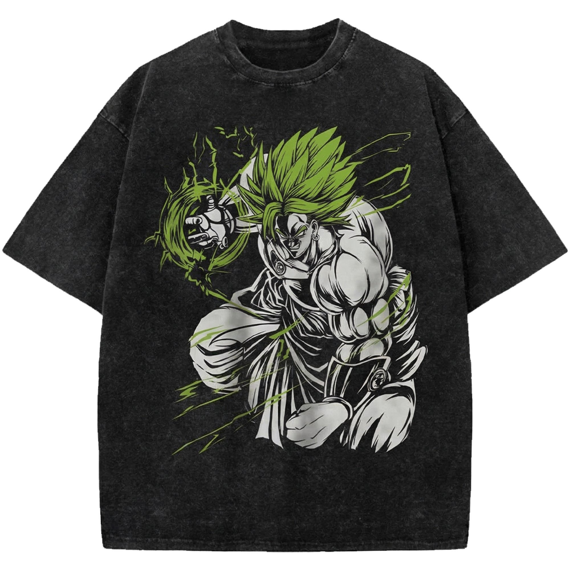 Broly Anime Vintage Washed Shirt, DBZ Manga Streetwear T-Shirt Japanese Distressed Oversized Tee