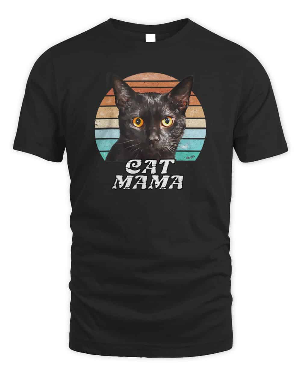 Cat Mama Mom Mothers Day Black Cat Retro T-Shirt