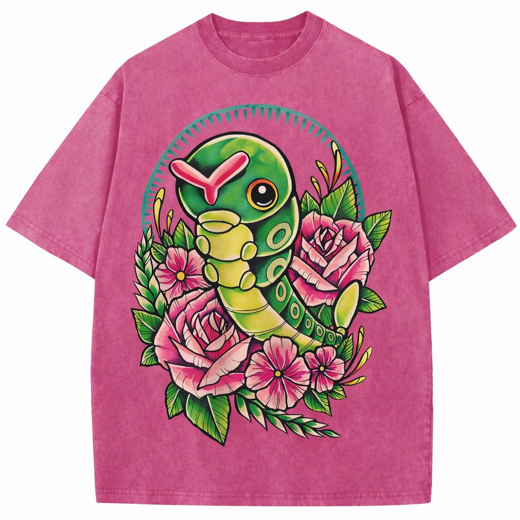 Caterpie Floral Pokemon Vintage Tee