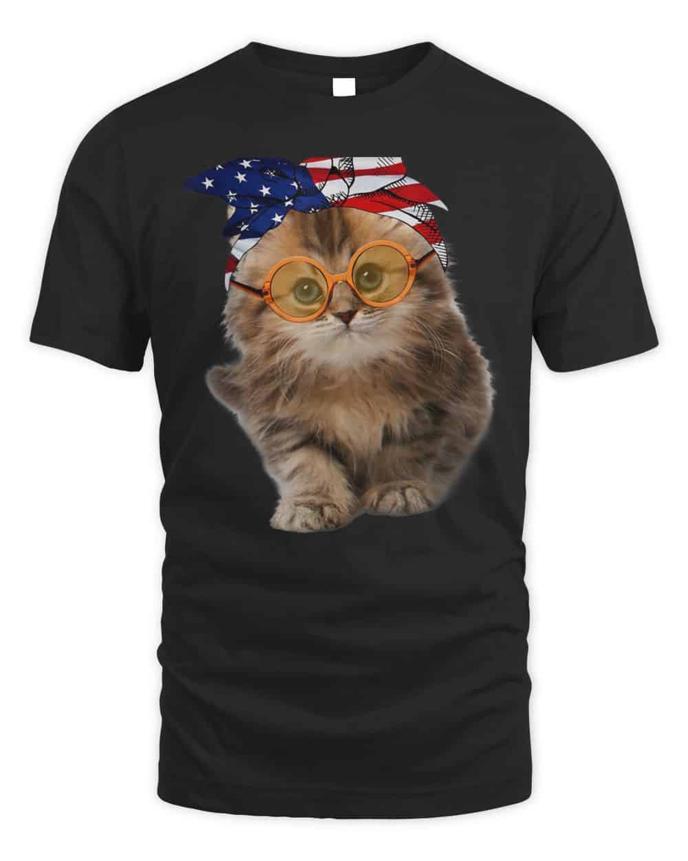 Cats 365 Funny Cute Cat American Flag USA 4th of July Cats T-Shirt