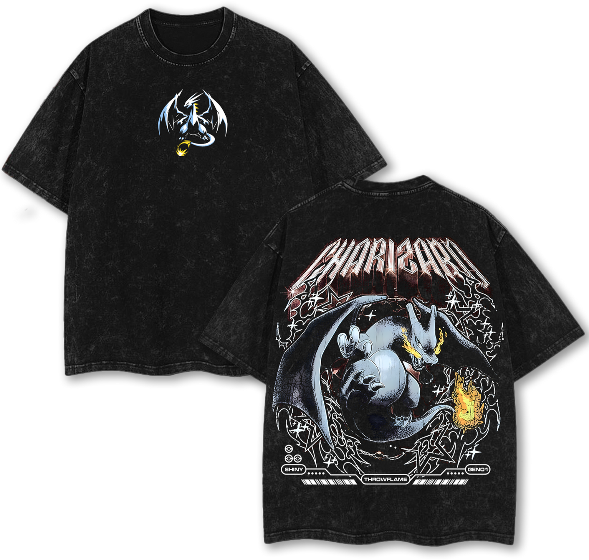 Charizard Pokemon Anime Retro Vintage Oversize Manga Washed Streetwear Cotton Tee Shirt