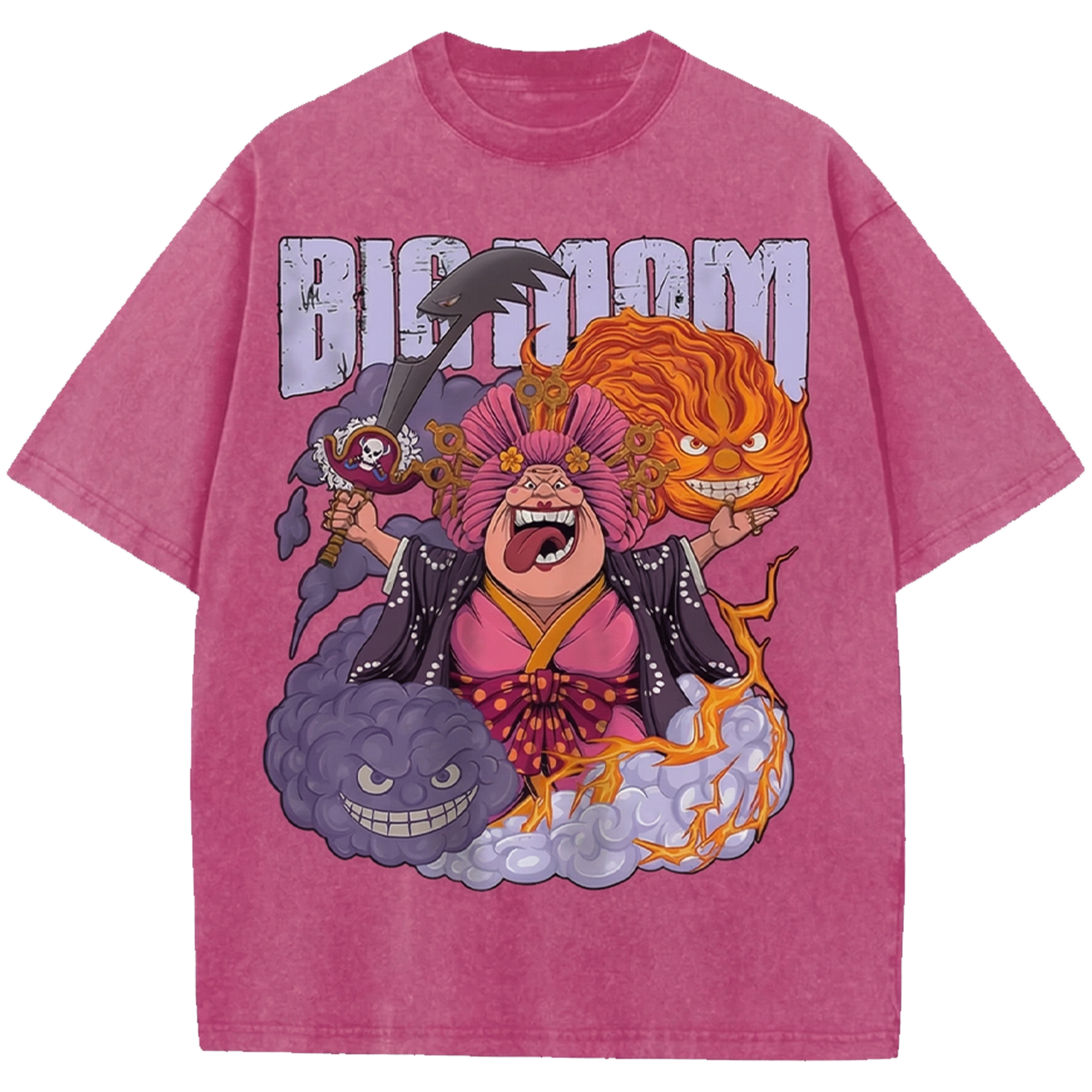 Charlotte Linlin Big Mom Anime Vintage Washed Shirt, One Piece Manga Streetwear T-Shirt Japanese Distressed Oversized Tee