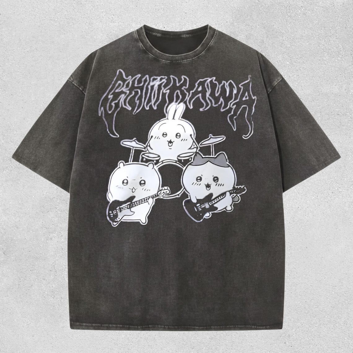 Chiikawa Anime Kawaii Streetwear Vintage Graphic Washed T-Shirt