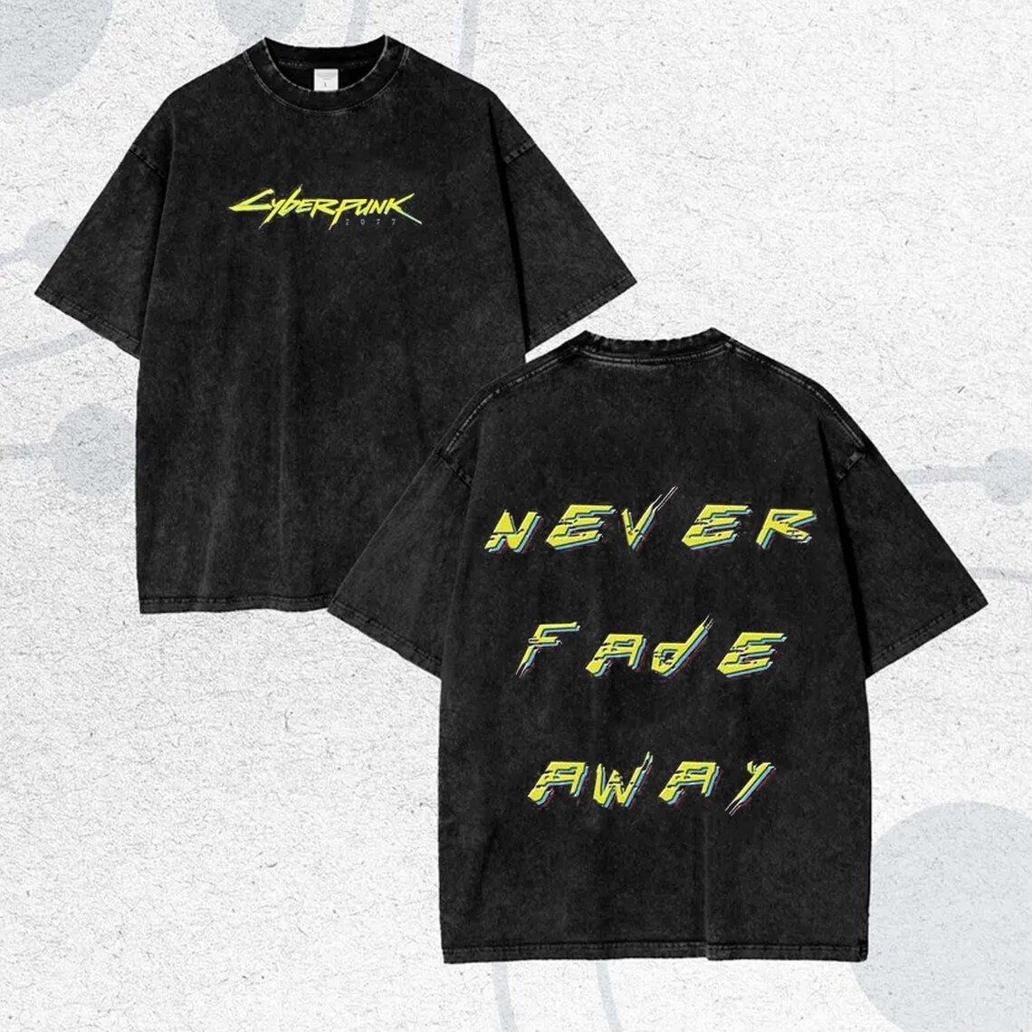 Cyberpunk 2077 Never Fade Away Anime Washed Graphic T Shirt