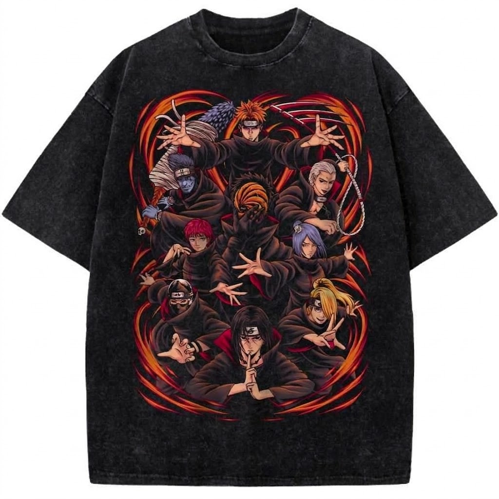 Dark Ninja Squad Anime Vintage Washed Tee Rogue Shinobi Graphic T-Shirt