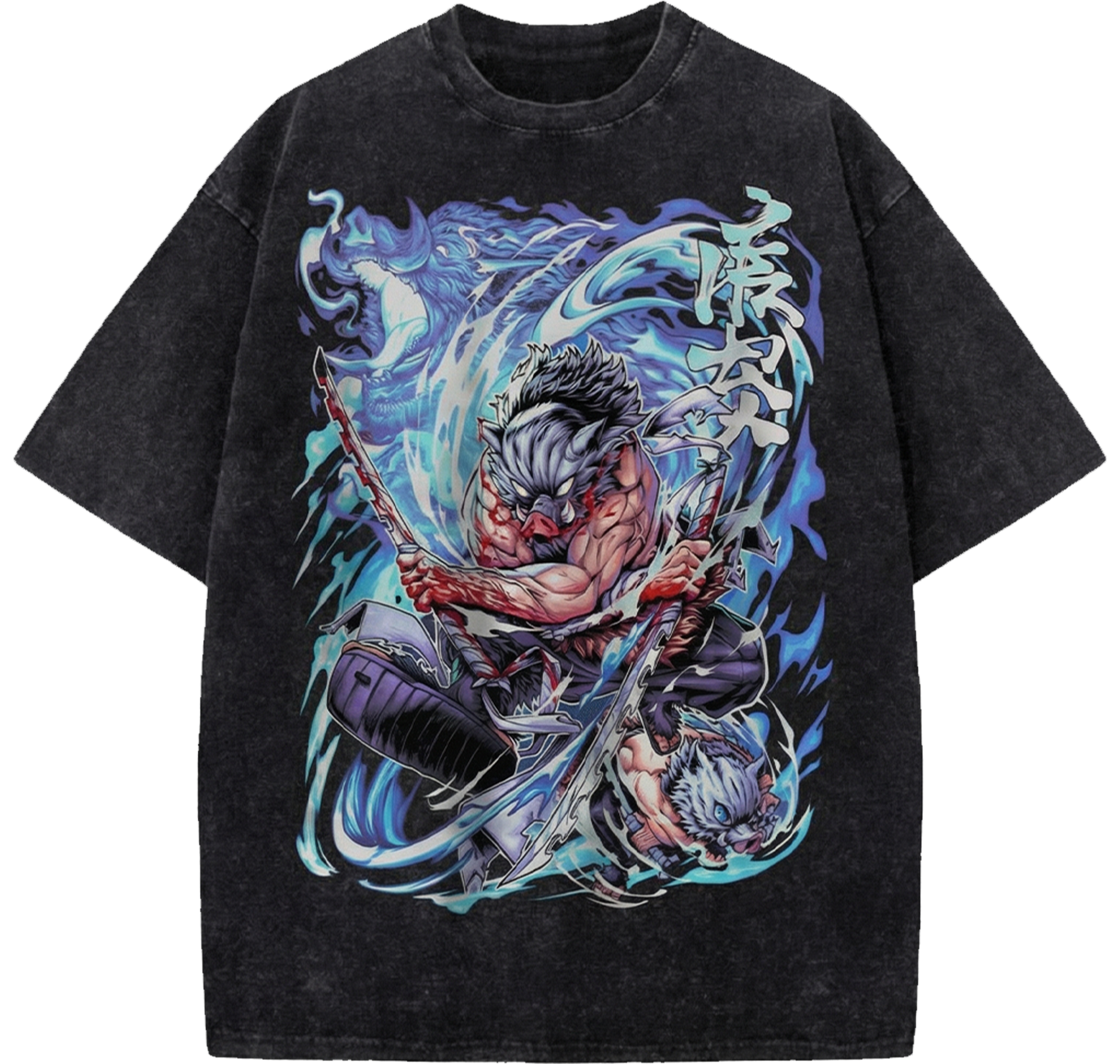 Demon Slayer Inosuke Hashibira Heavyweight Oversized Washed Shirt - Vintage Anime Japanese Streetwear Tee