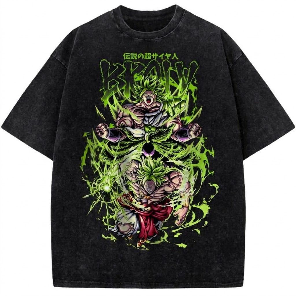 Dragon Ball Broly Legendary Super Saiyan Anime Vintage Washed T-Shirt Retro DBZ Power Graphic Tee
