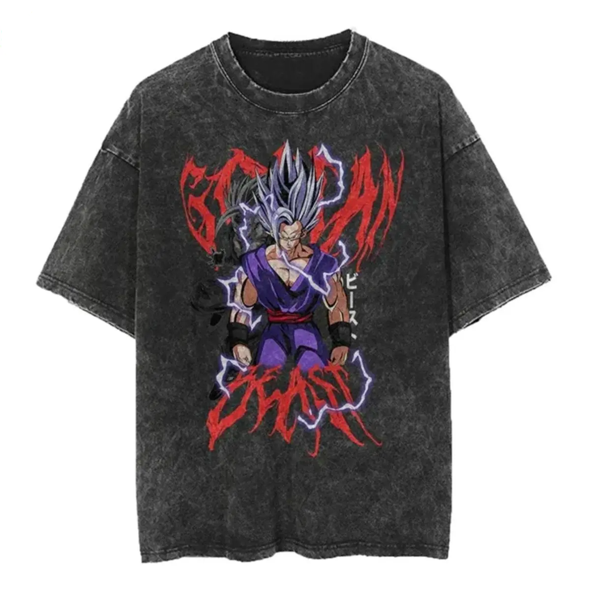Dragon Ball Gohan Beast Washed Anime T-Shirt – Streetwear Manga Tee, Oversized Anime T-Shirt
