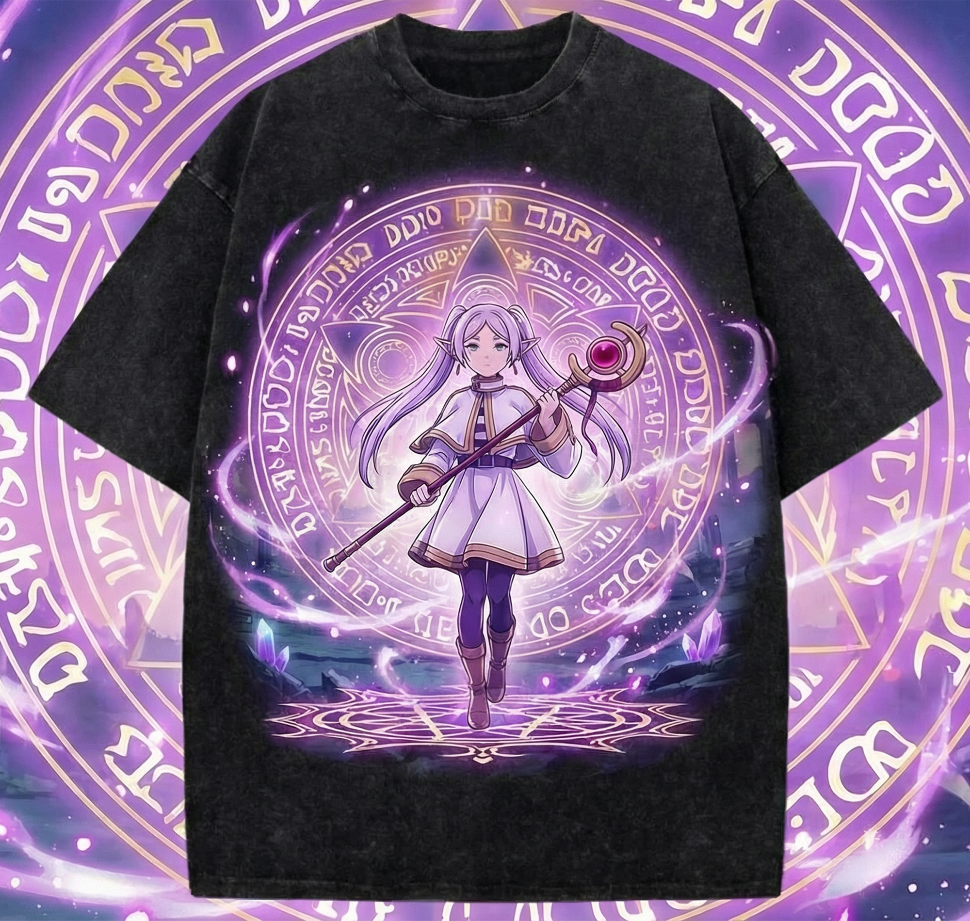 Frieren Beyond Journey’s End Anime Vintage Wash Tee Vintage Oversized Streetwear Shirt