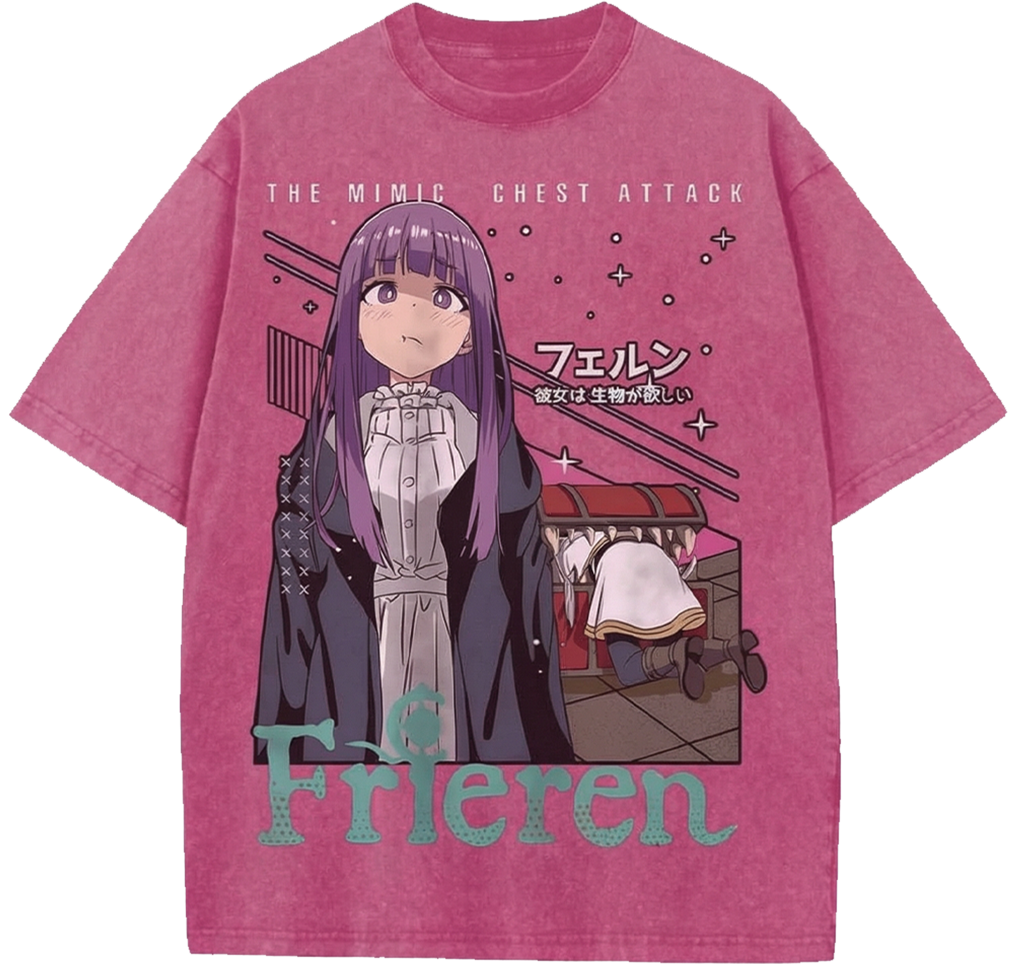 Frieren Beyond Journey’s End Fern Heavyweight Oversized Washed Shirt - Vintage Anime Japanese Streetwear Tee