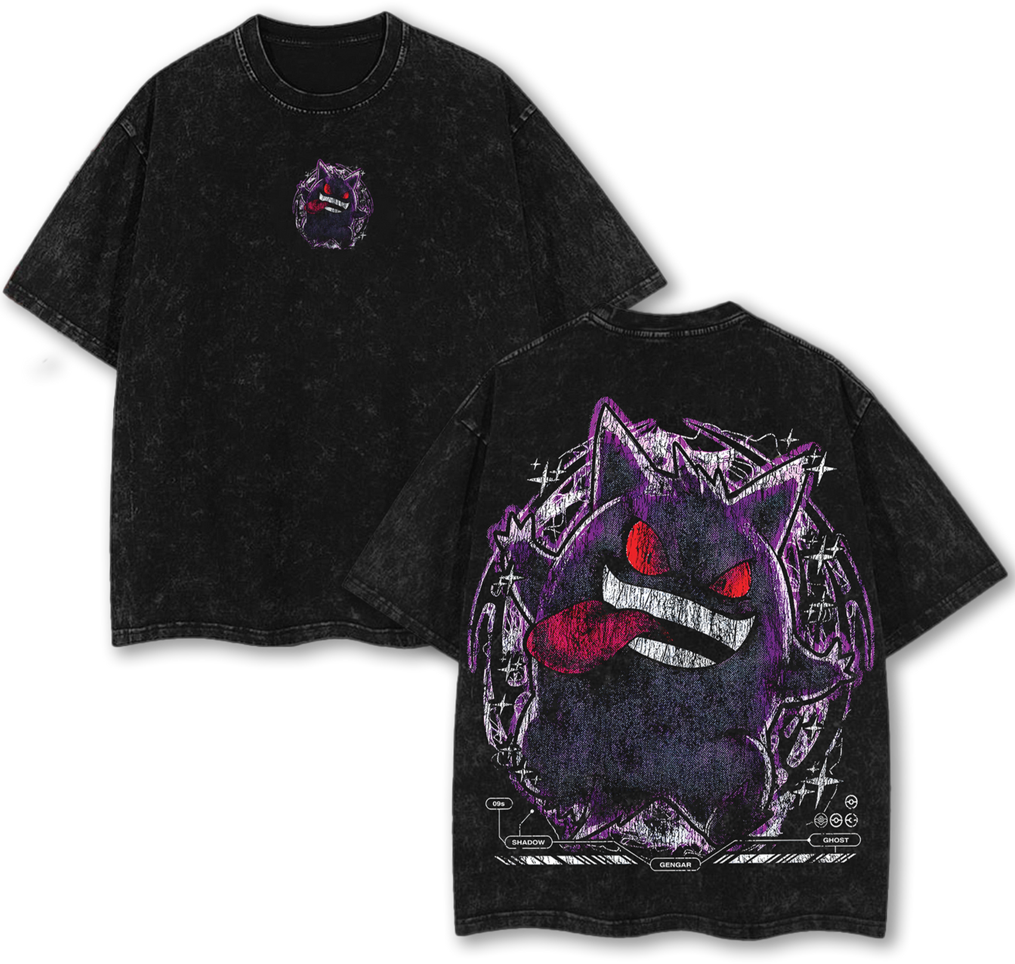 Gengar Pokemon Anime Retro Vintage Oversize Manga Washed Streetwear Cotton Tee Shirt