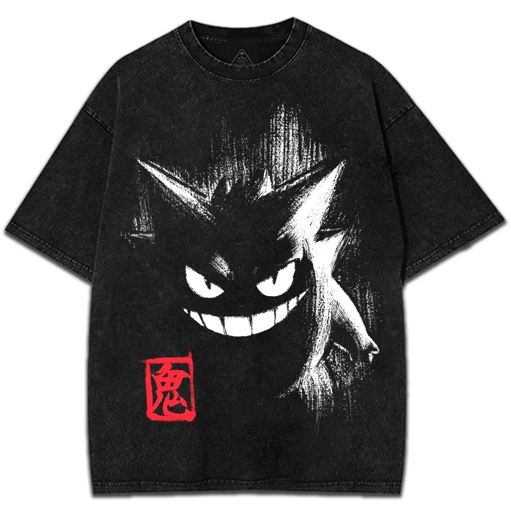 Gengar Pokemon Vintage Washed Shirt – Japanese Anime Streetwear Oversized Tee