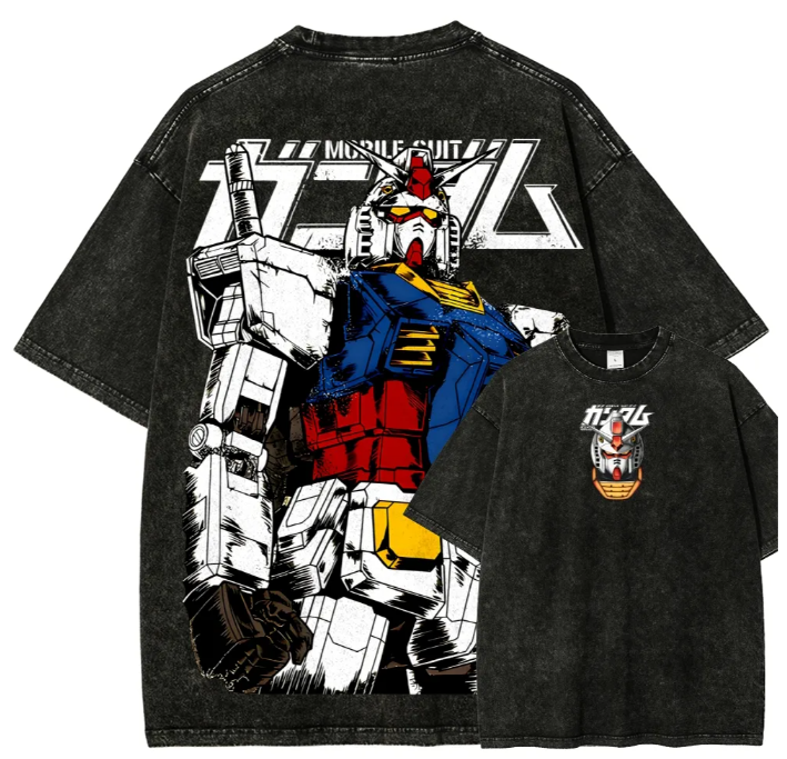 Gundam Sunrise Anime Unisex Washed T-Shirt – Mobile Suit Gundam Vintage Graphic Tee