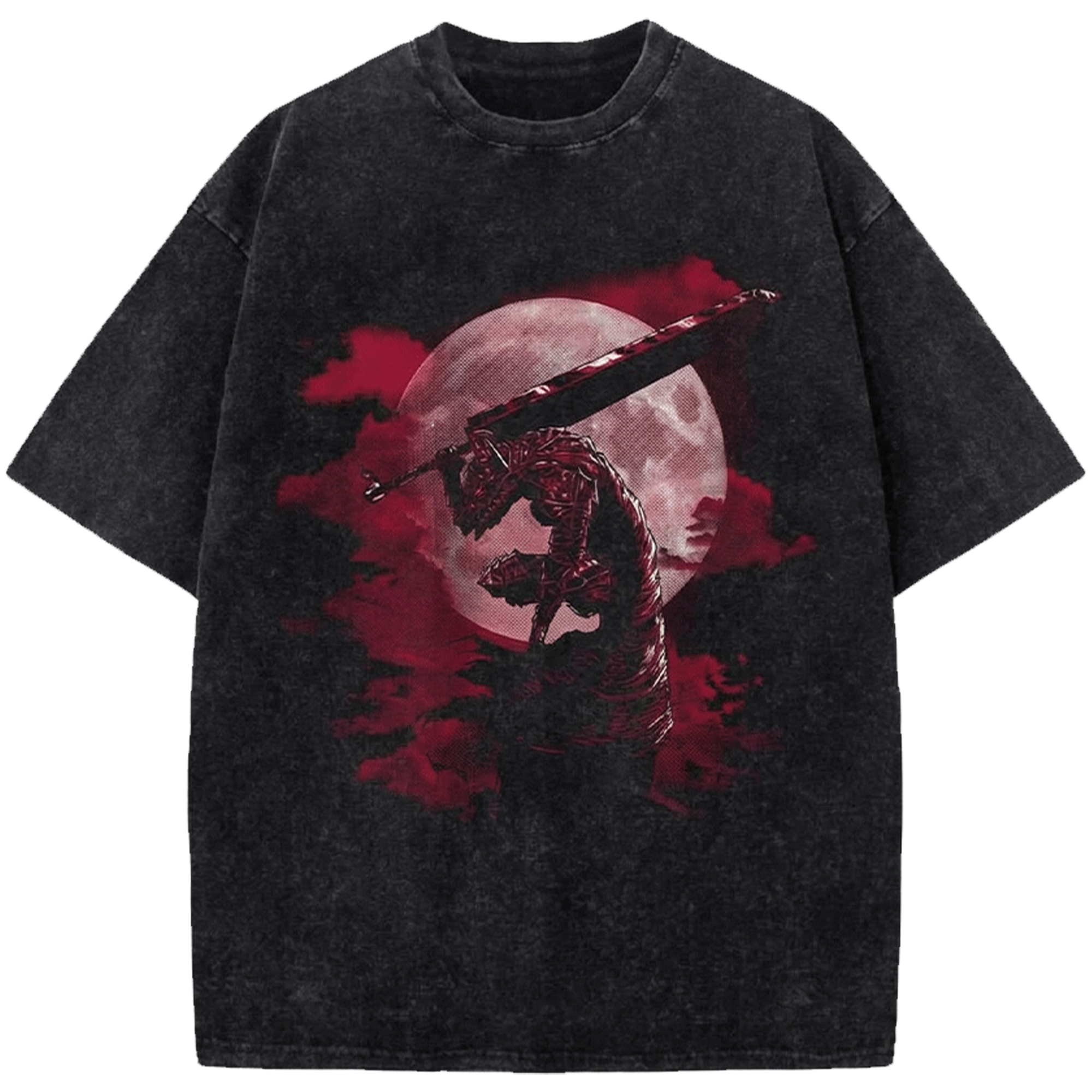 Guts Anime Oversized Washed T-Shirt, Berserk Manga Streetwear Shirt Japanese Vintage Distressed Tee
