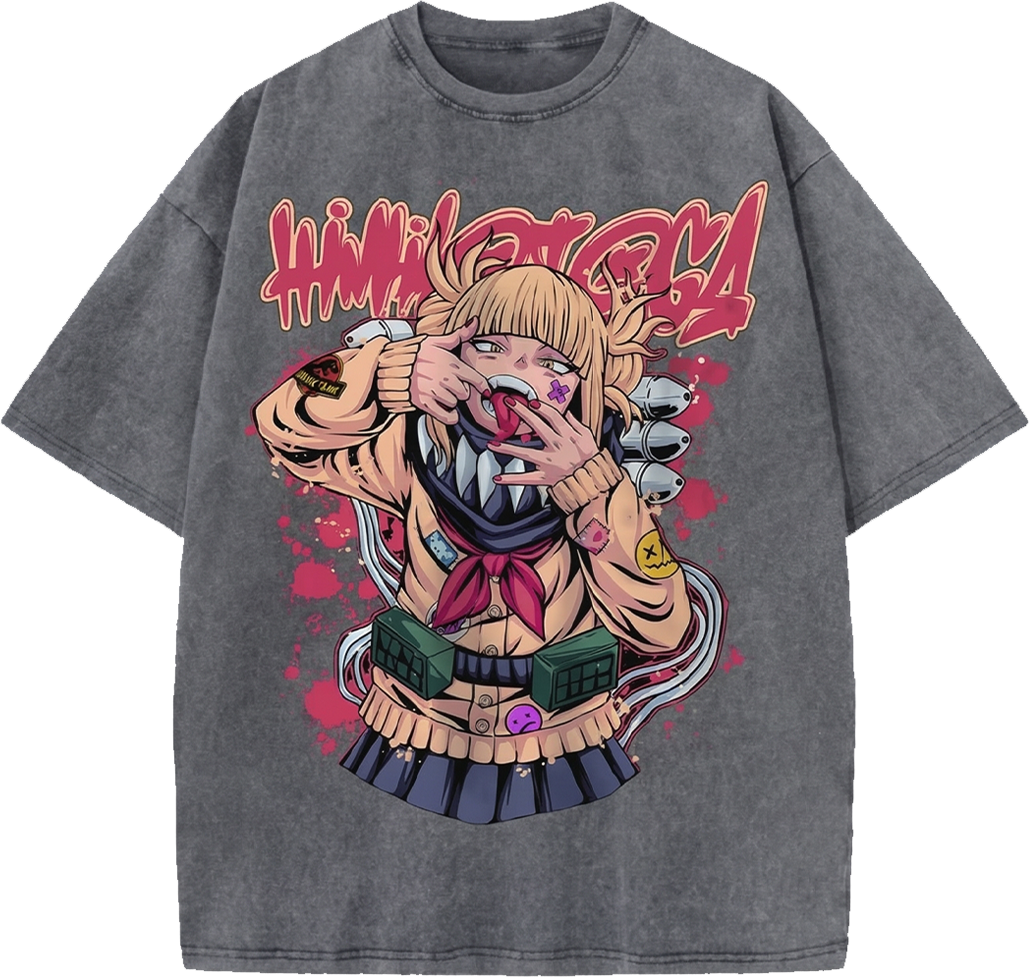 Himiko Toga MHA Heavyweight Oversized Washed Tee - Vintage Anime Japanese Streetwear T-Shirt