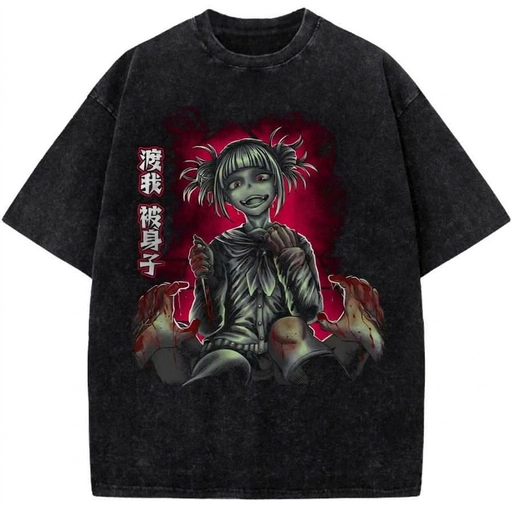 Himiko Toga My Hero Academia Anime Vintage Washed T-Shirt Dark Villain Retro Graphic Tee