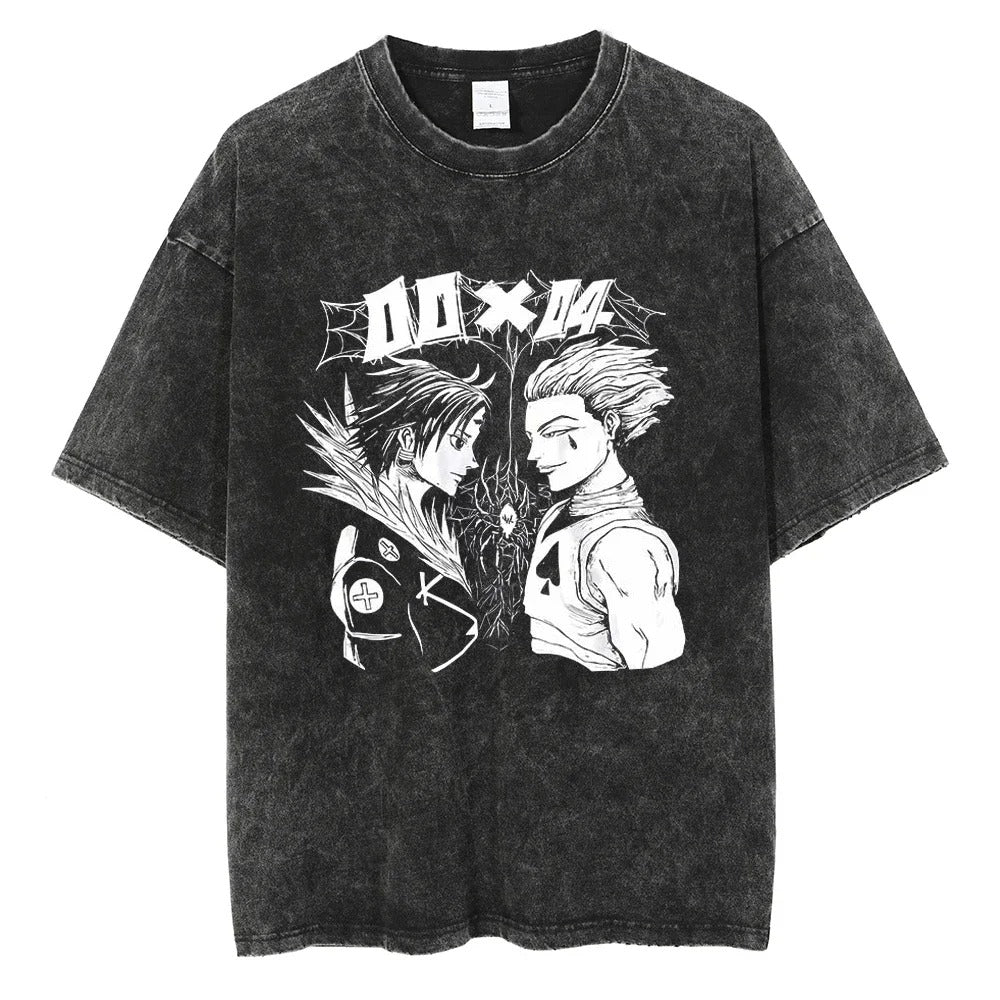 Hunter x Hunter Chrollo vs Hisoka Vintage Washed Anime Streetwear T-Shirt