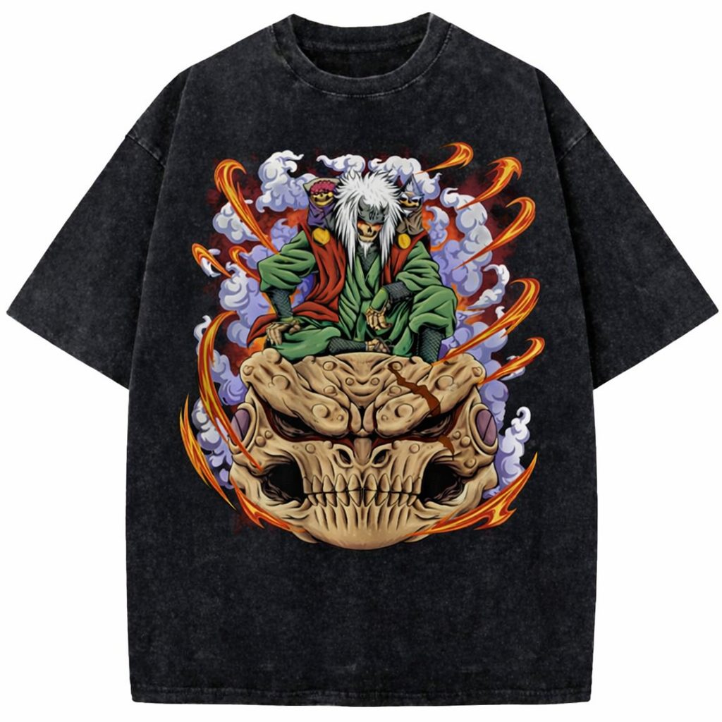 Jiraiya Naruto Vintage Washed Anime Graphic Oversized T-Shirt