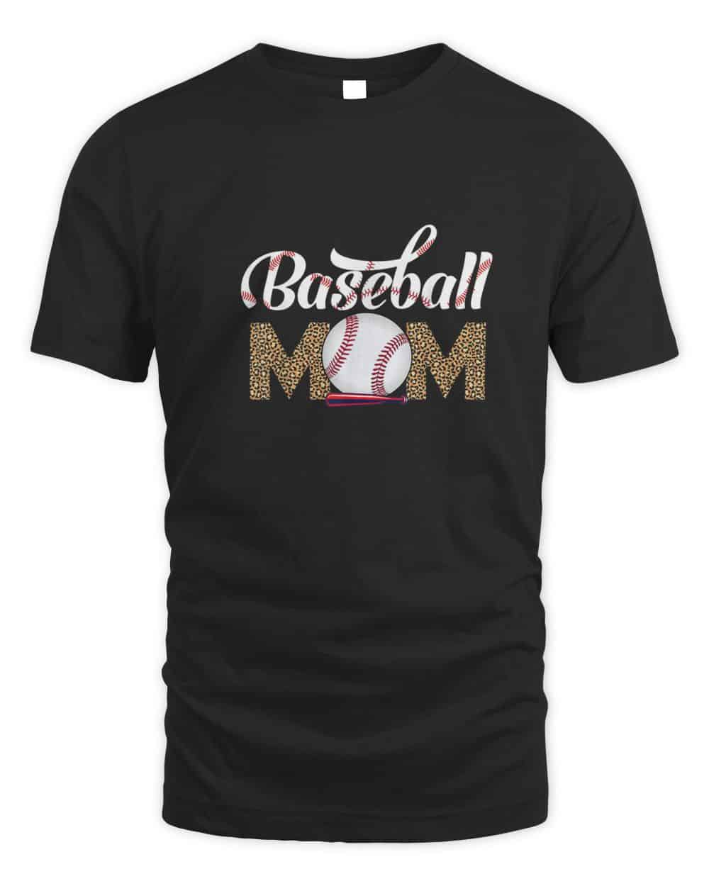 Leopard Baseball Mom Mothers Day Catcher Mom Life Womens T-Shirt