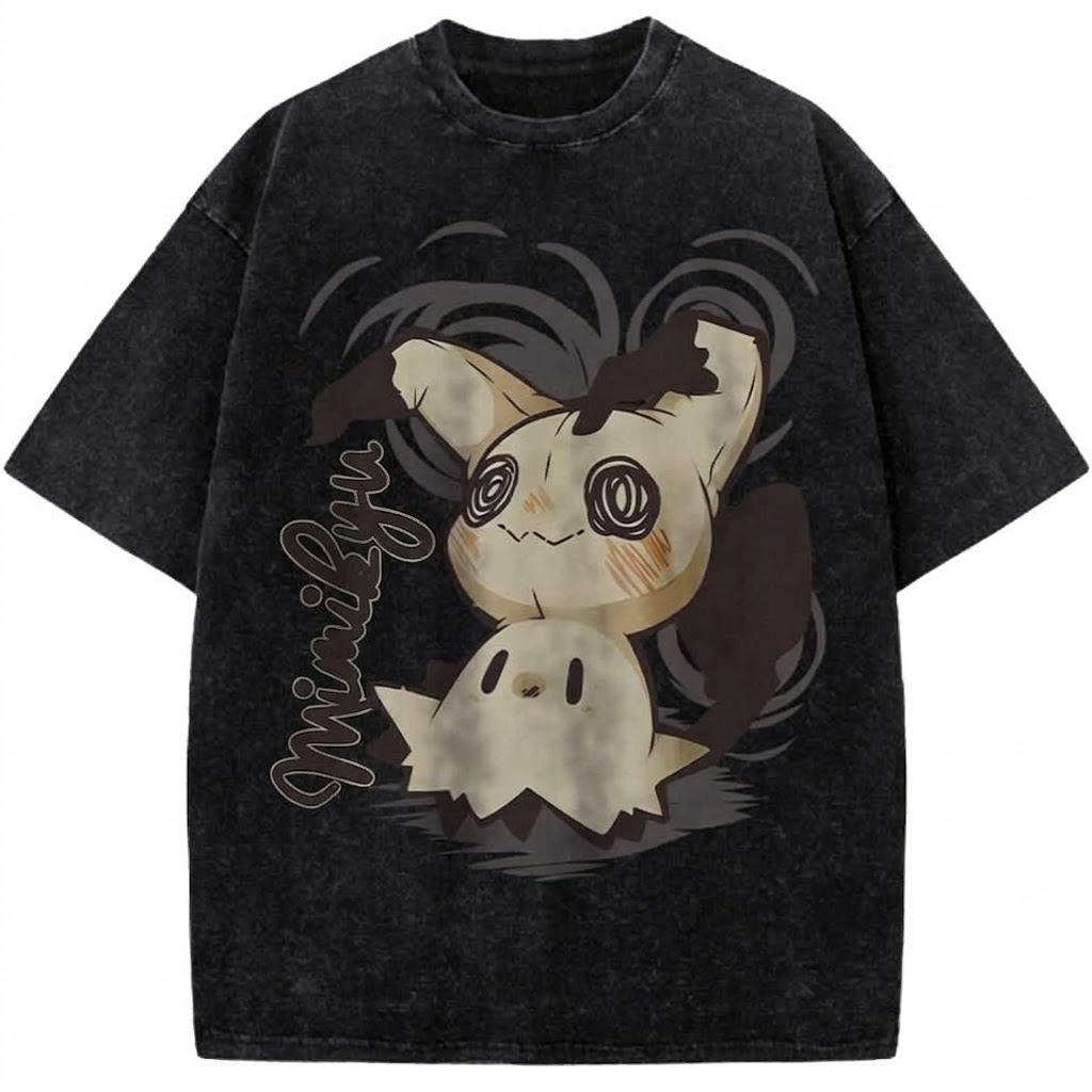 Mimikyu Vintage Washed Anime Tee Cute Ghost Pokémon Graphic Streetwear T-Shirt