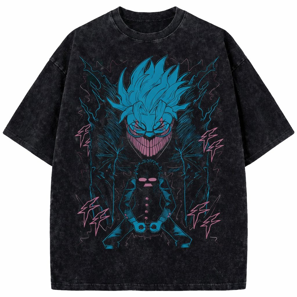 Mob Psycho 100 Aura Vintage Washed Anime Streetwear T-Shirt