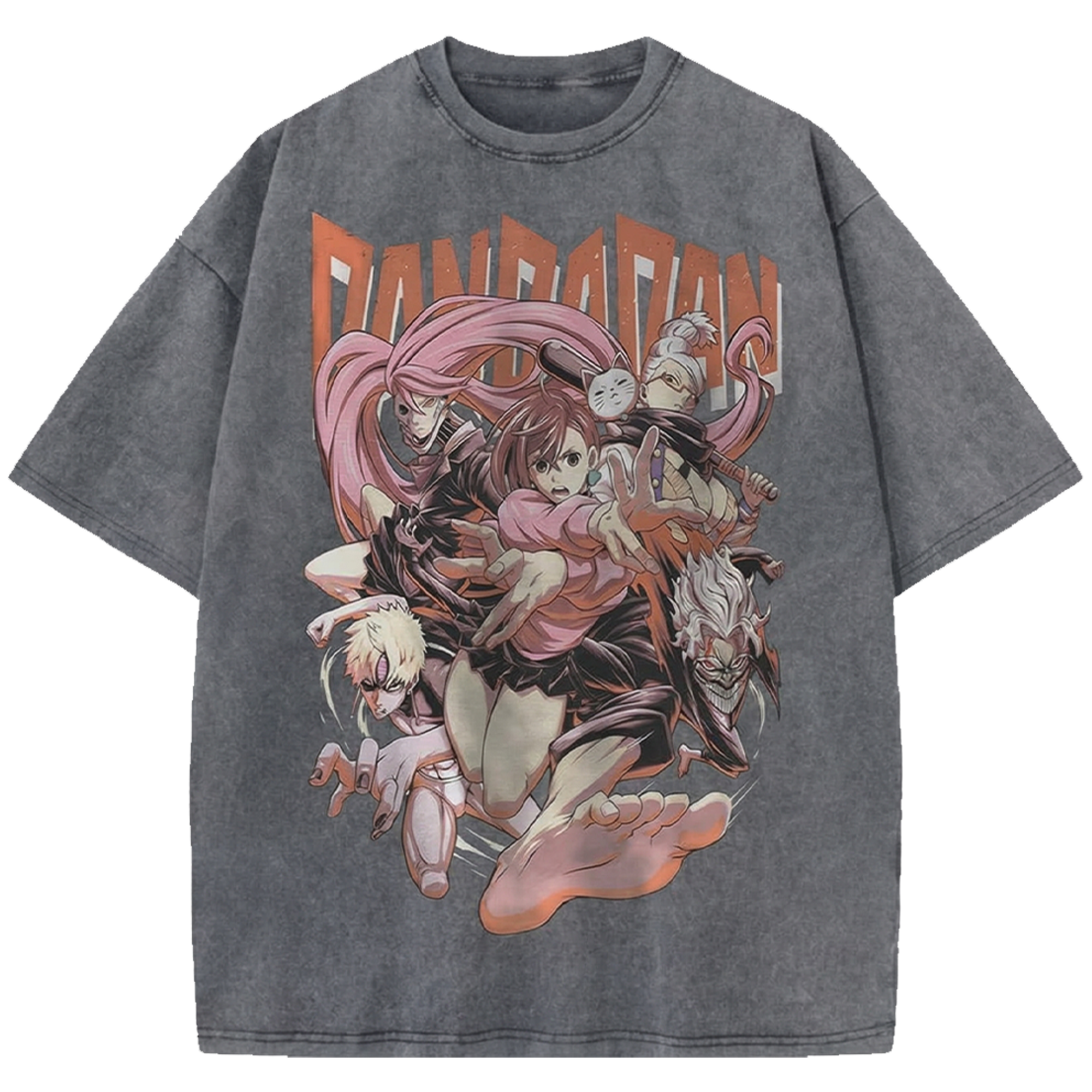 Momo Ayase Anime Vintage Washed Shirt, Turbo Granny Dandadan Manga Streetwear T-Shirt Japanese Distressed Oversized Tee