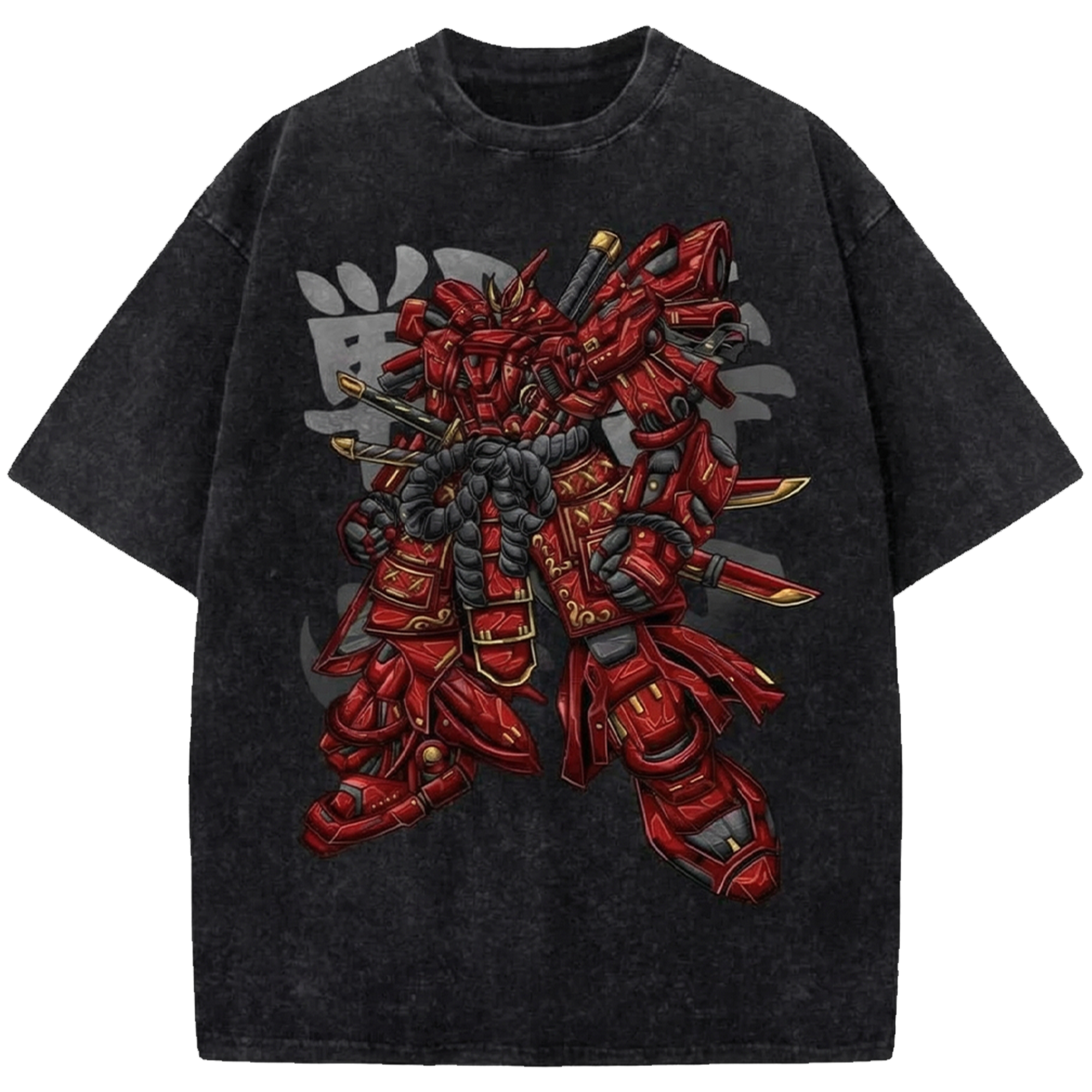 MSN-04 Sazabi Anime Oversized Washed T-Shirt, Gundam Manga Streetwear Shirt Japanese Vintage Distressed Tee