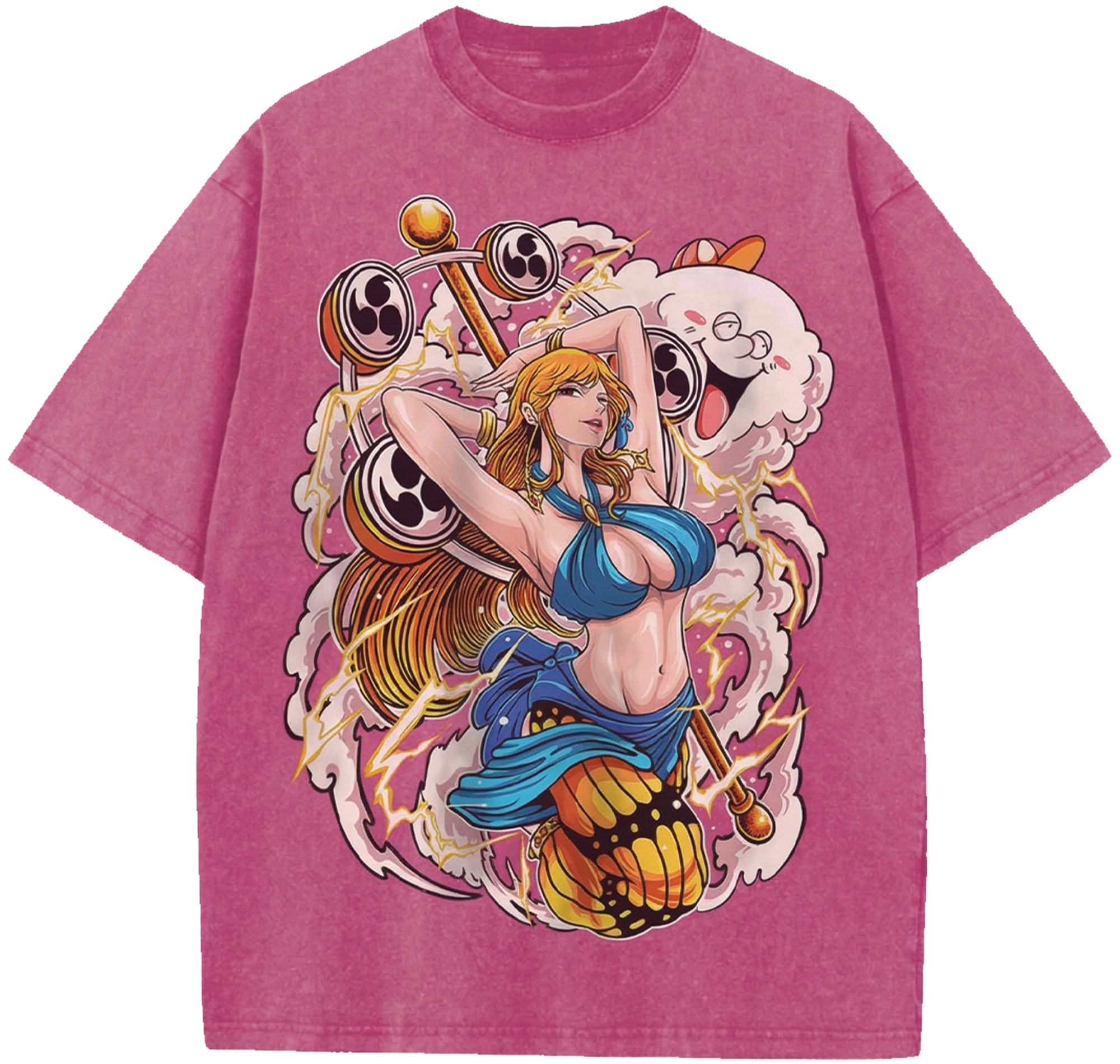 Nami One Piece Heavyweight Oversized Washed Shirt - Vintage Anime Japanese Streetwear Tee