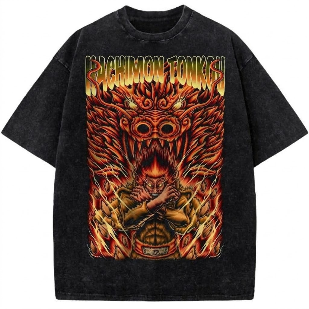 Naruto Raikage Lightning Beast Anime Vintage Washed T-Shirt Retro Ninja Power Graphic Tee