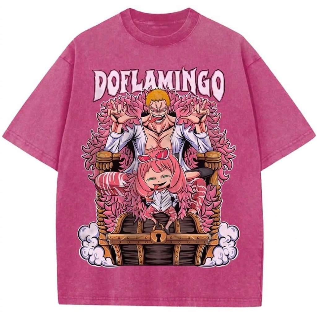 One Piece Donquixote Doflamingo Anime Graphic Vintage Washed T-Shirt Retro Pirate Villain Anime Vintage Washed Tee