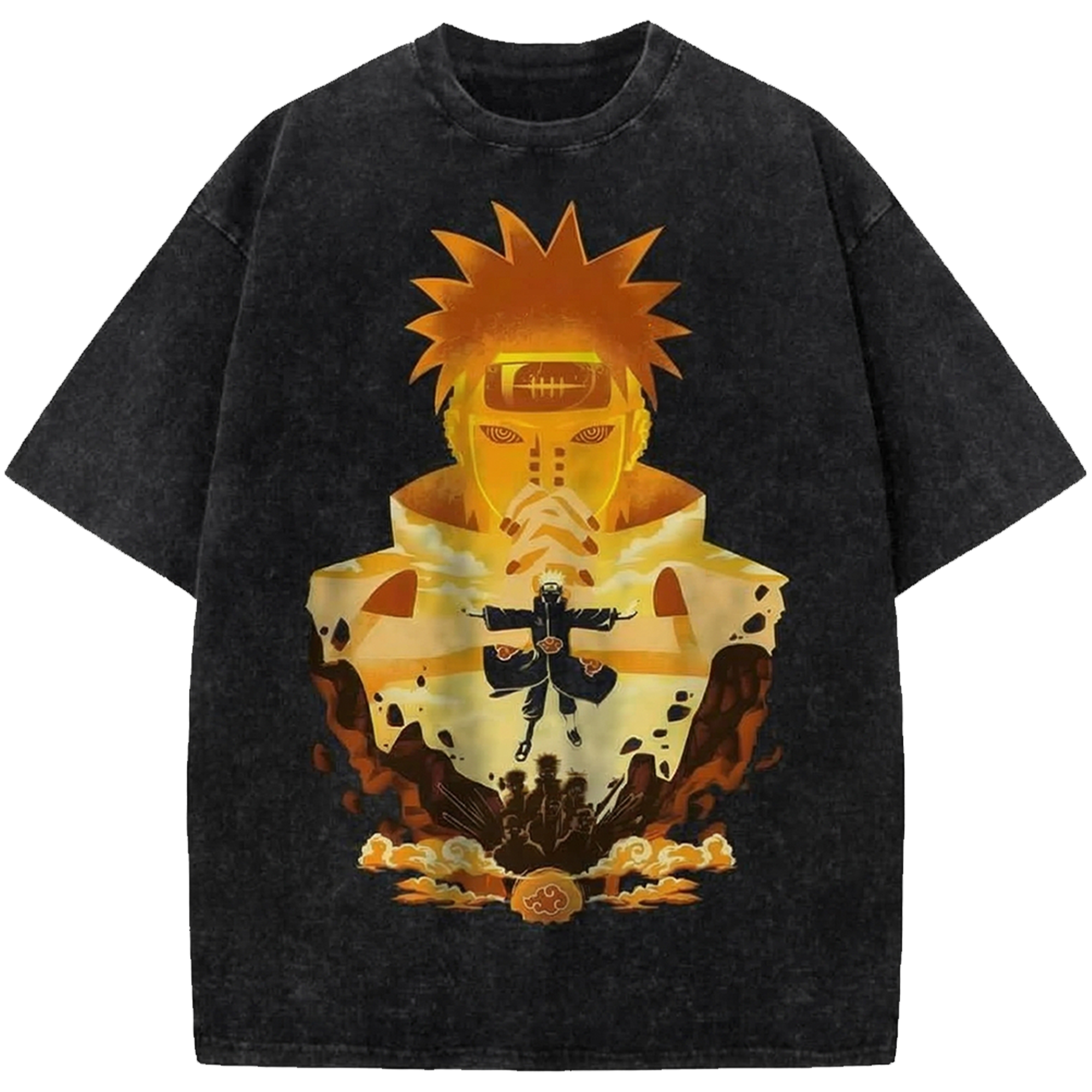 Pain Nagato Uzumaki Vintage Washed T-Shirt, Naruto Streetwear Oversized Anime Shirt