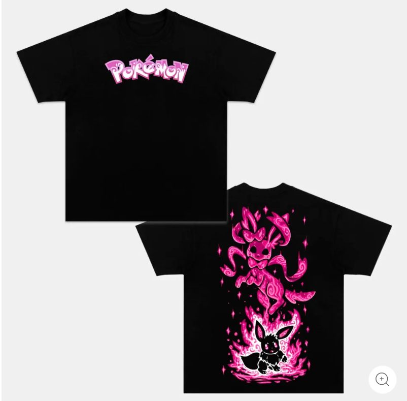 Pokemon Anime Inspired Vintage Washed T-Shirt Unisex Graphic Tee Black