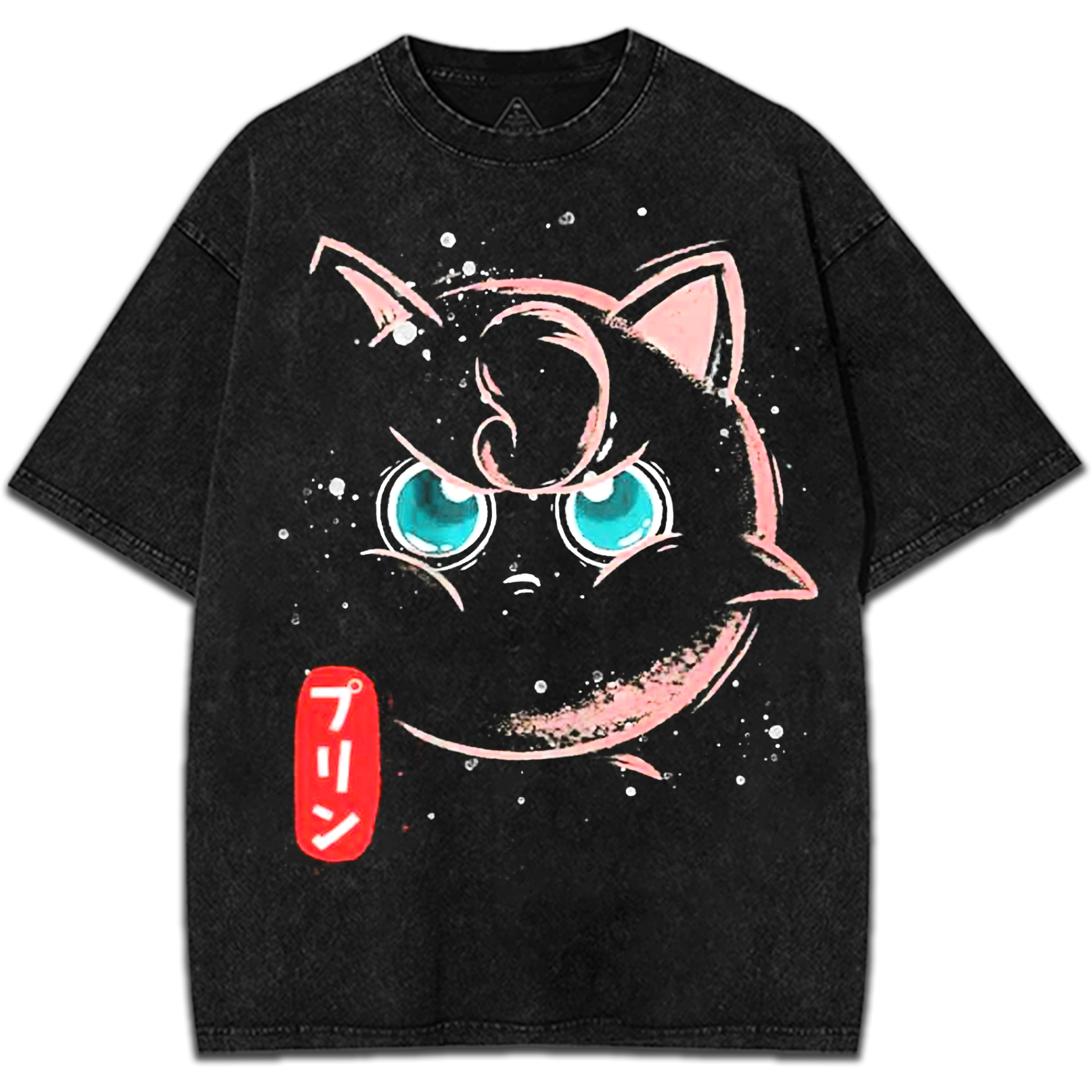 Pokemon Jigglypuff Cute Singing Anime Character Graphic Vintage Washed T-Shirt Japanese Harajuku Streetwear Oversized Tee