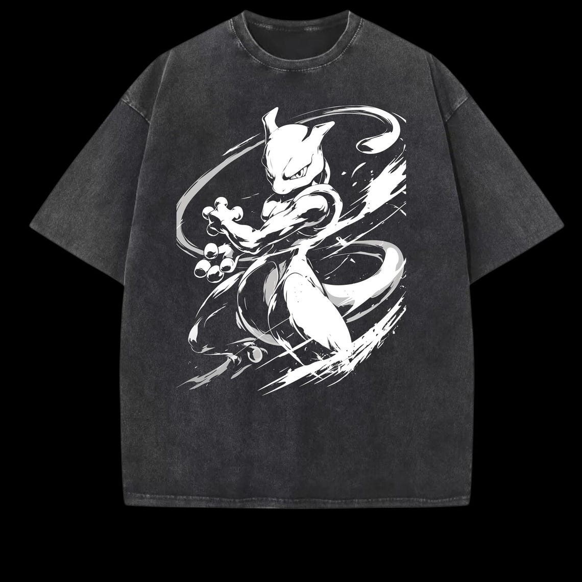 Pokemon Psychic Type Anime Vintage Washed T-Shirt Oversized Graphic Tee