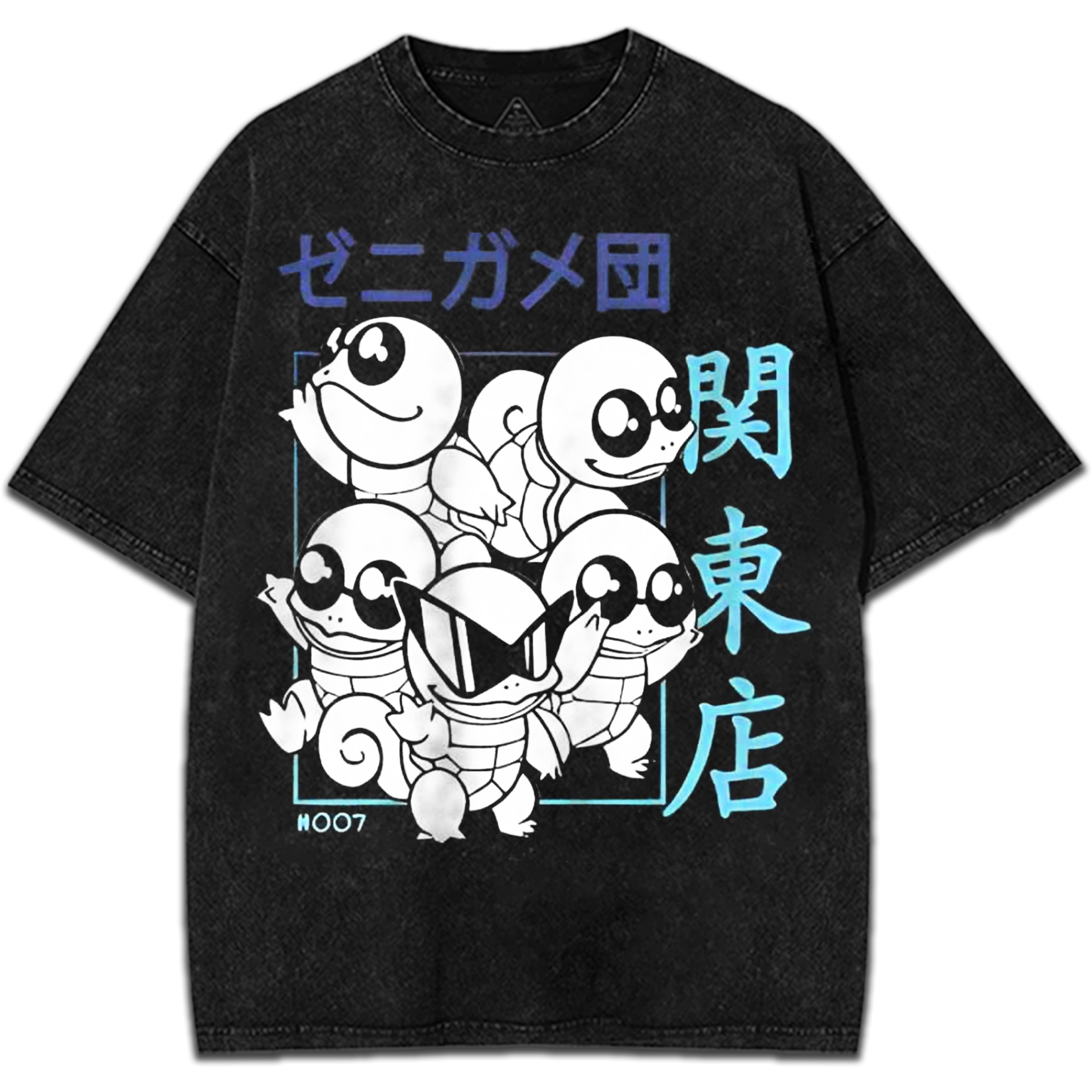 Pokemon Squirtle Water Starter Anime Character Graphic Vintage Washed T-Shirt Japanese Harajuku Streetwear Oversized Retro Tee