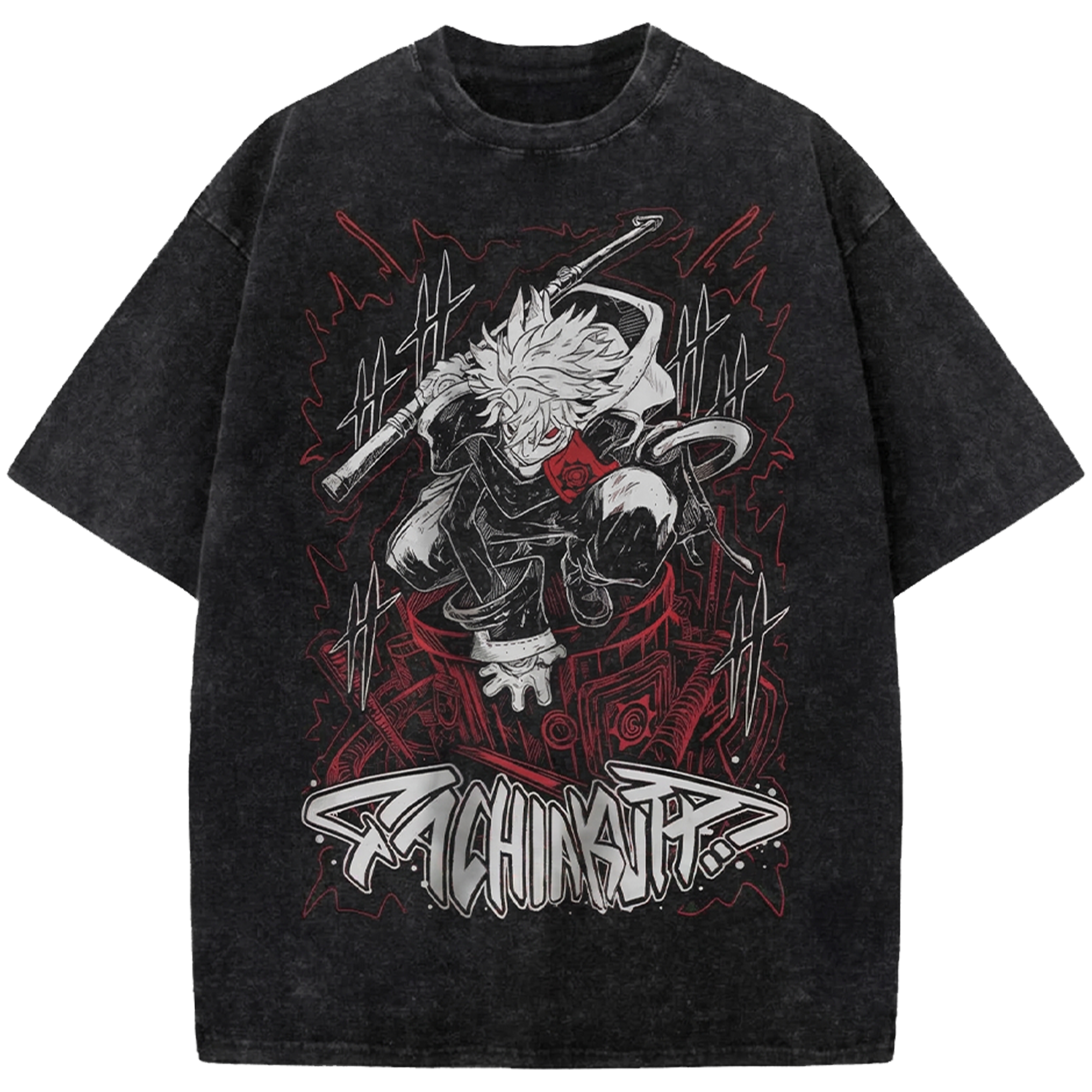 Rudo Surebrec Anime Vintage Washed Shirt, Gachiakuta Manga Streetwear T-Shirt Japanese Distressed Oversized Tee