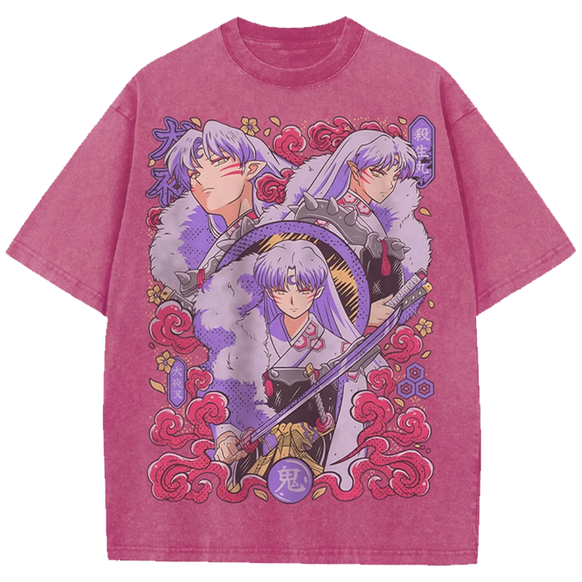 Sesshomaru Inuyasha Heavyweight Oversized Washed Shirt - Vintage Anime Japanese Streetwear Tee