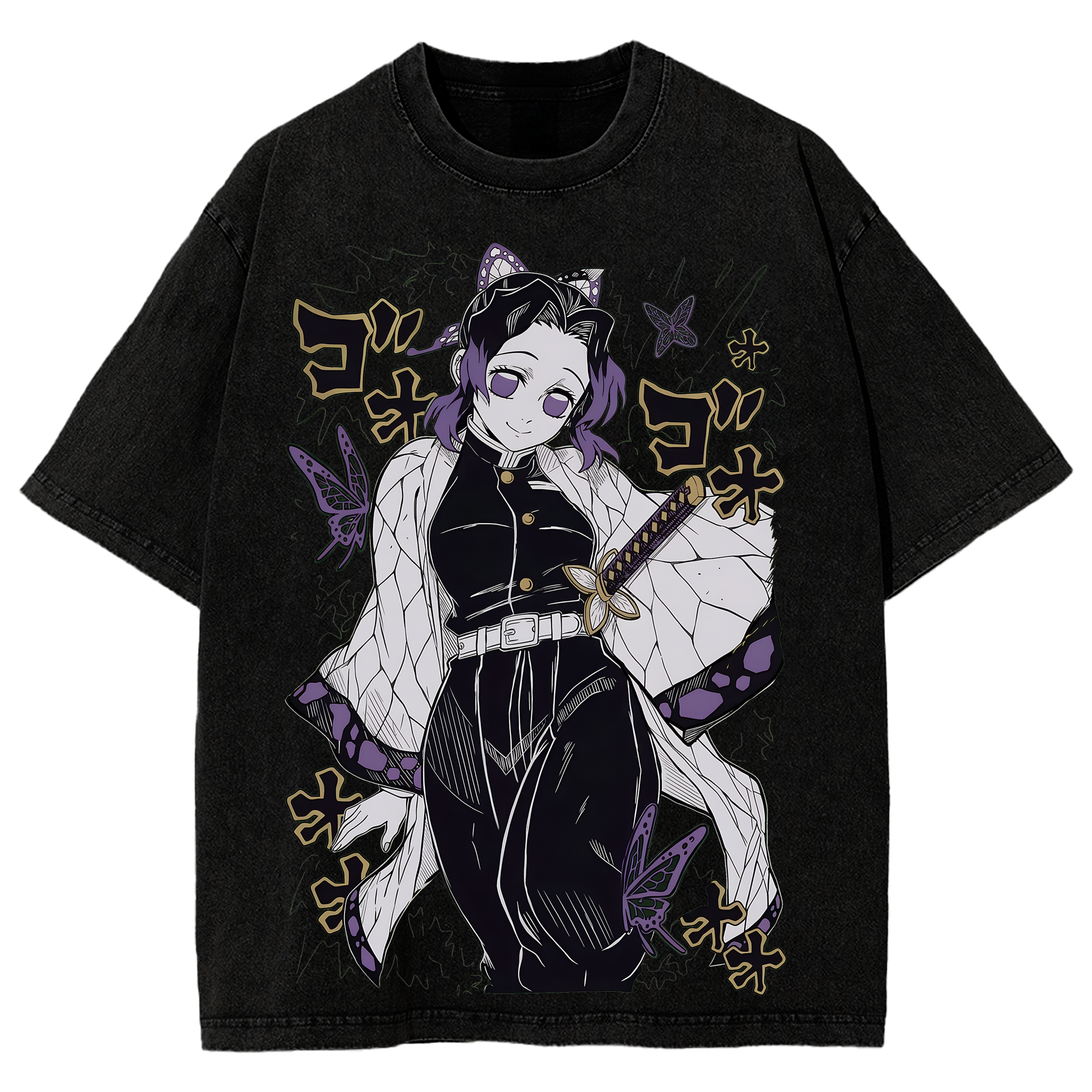 Shinobu Kocho Washed Anime T-Shirt Demon Slayer Shirt Anime Vintage Tee