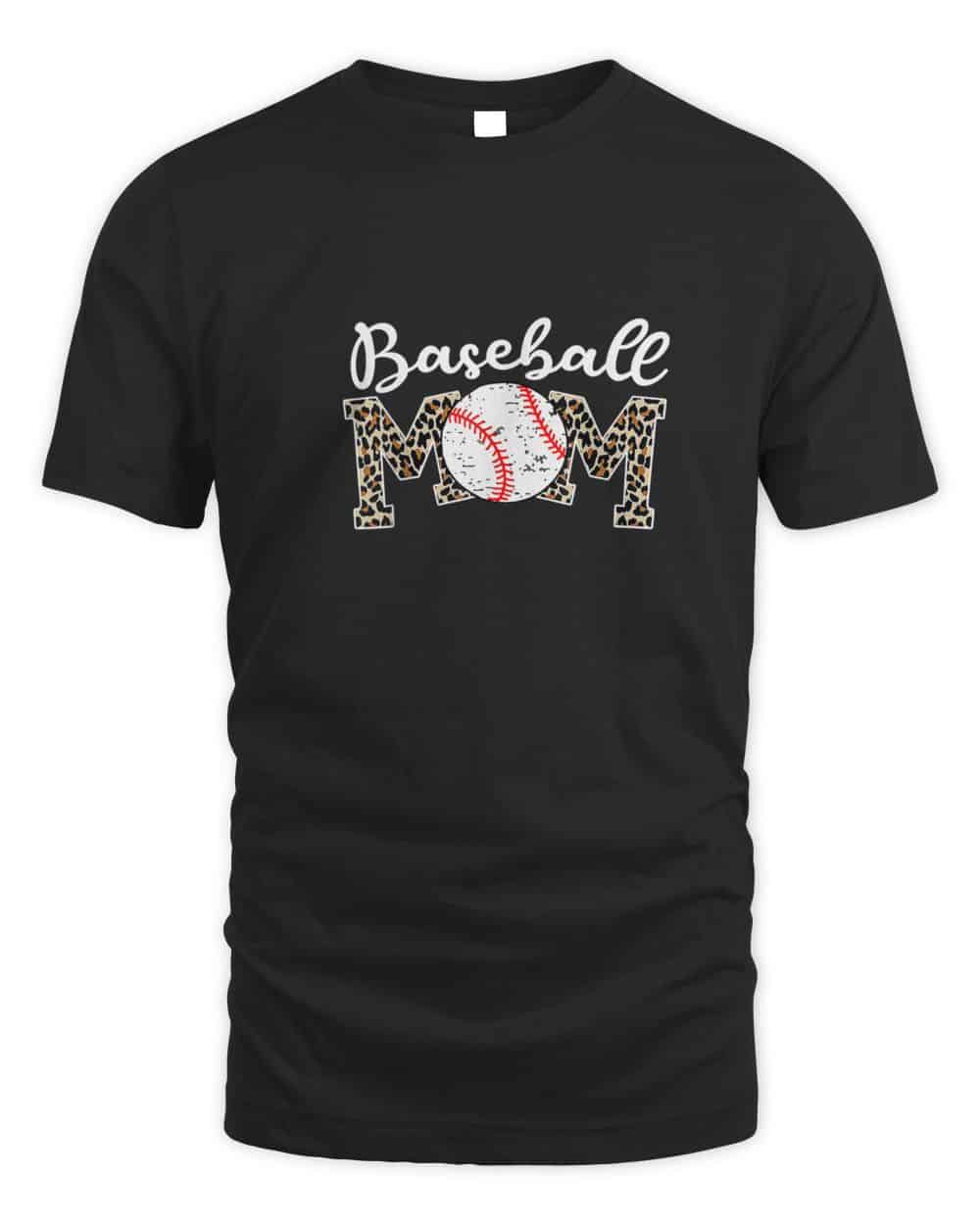 Softball Baseball Mom Leopard Tee Mother's Day T-Shirt