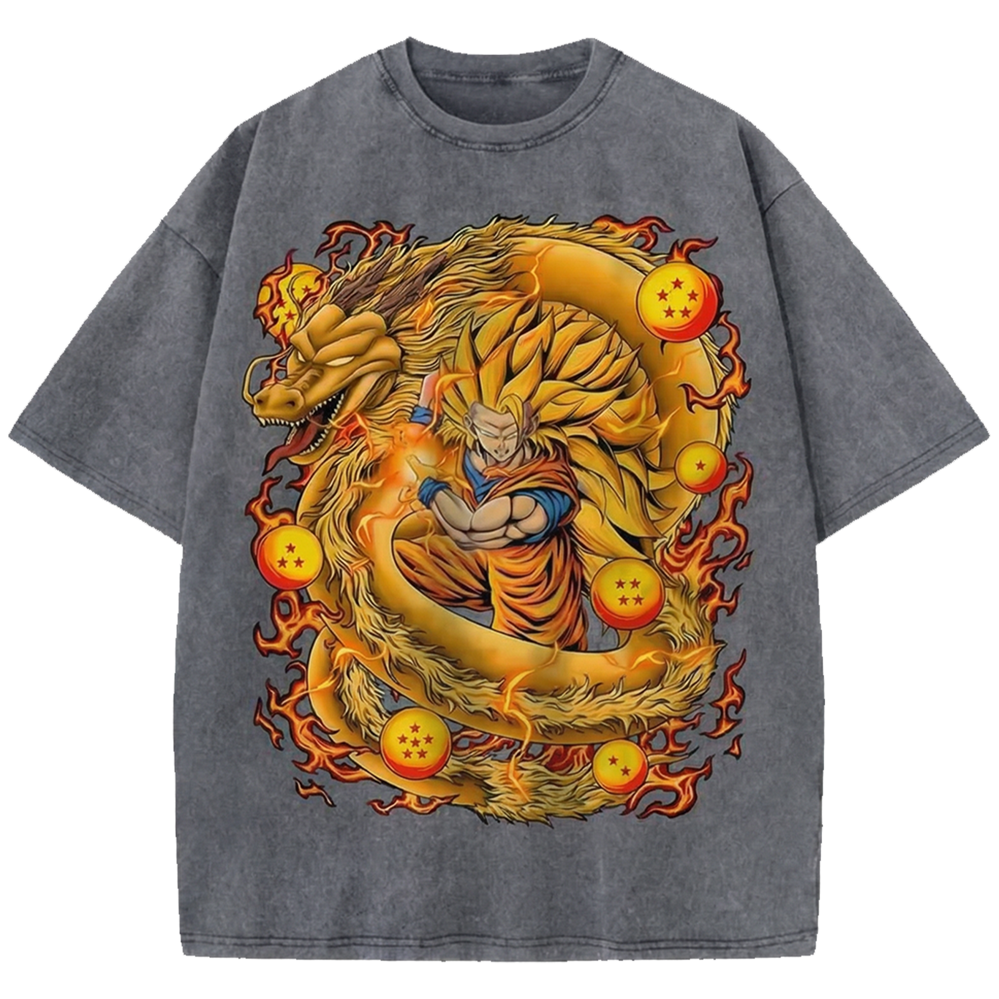 Son Goku Anime Oversized Washed T-Shirt, DBZ Manga Streetwear Shirt Japanese Vintage Distressed Tee