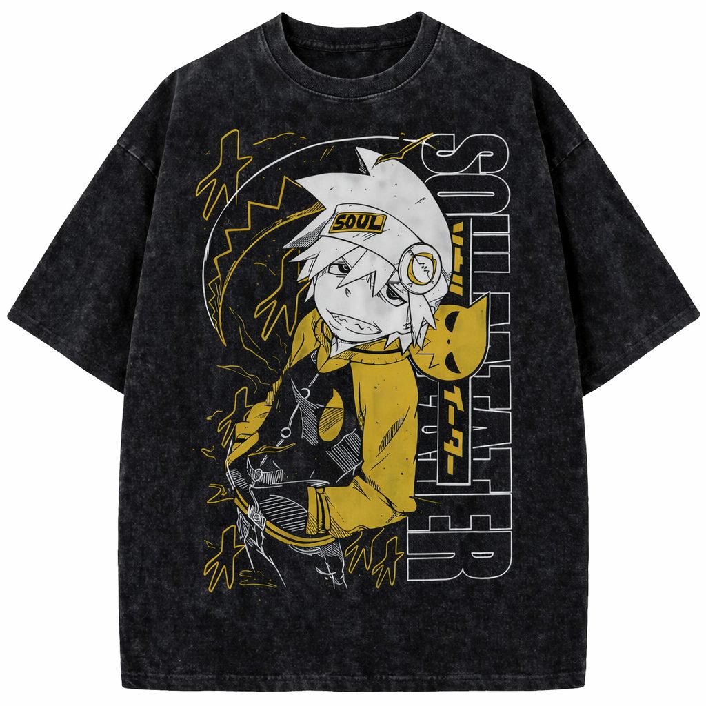 Soul Eater Maka Vintage Washed Anime Streetwear T-Shirt